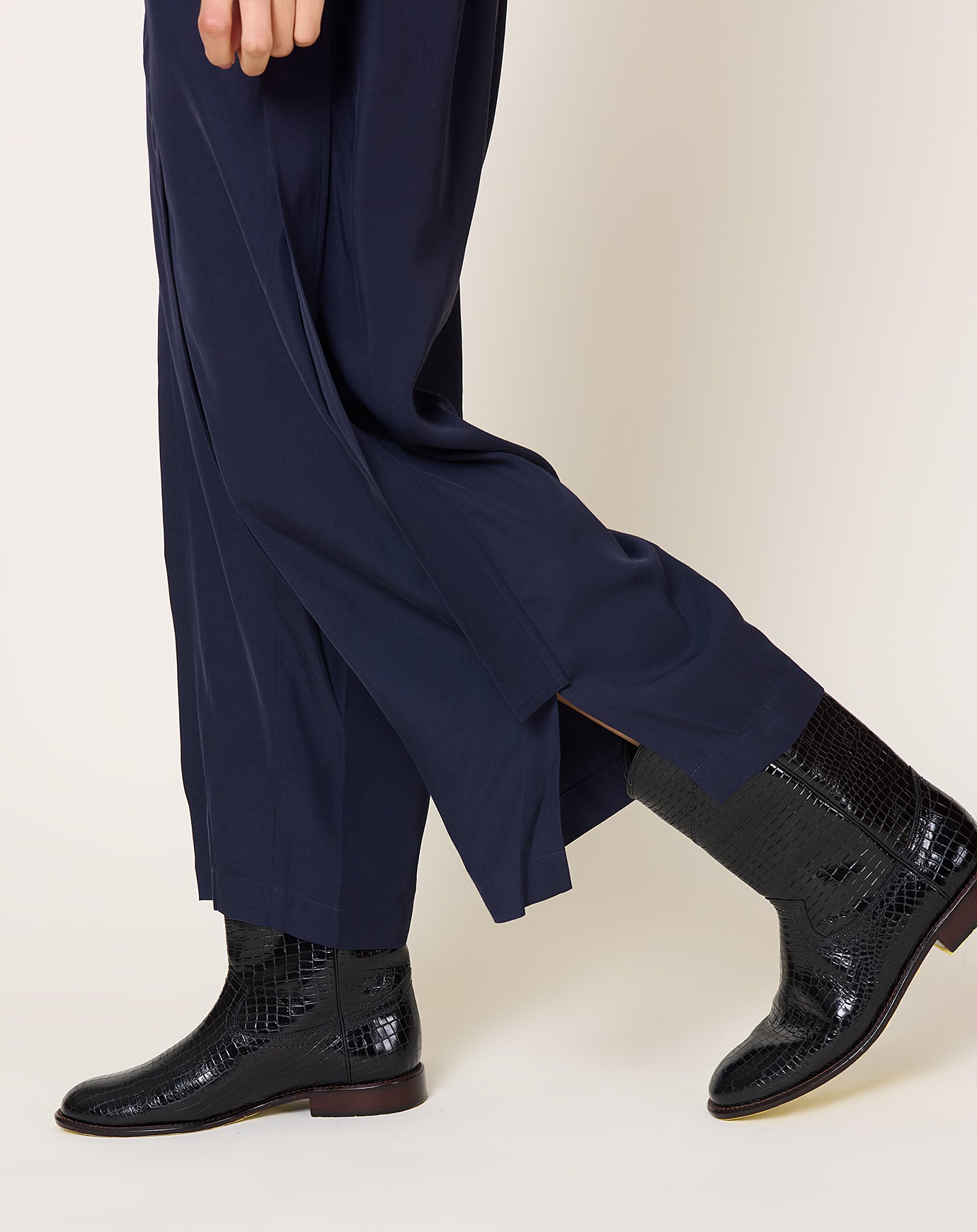TOGA Archives Rayon Silk Twill Trousers in Navy