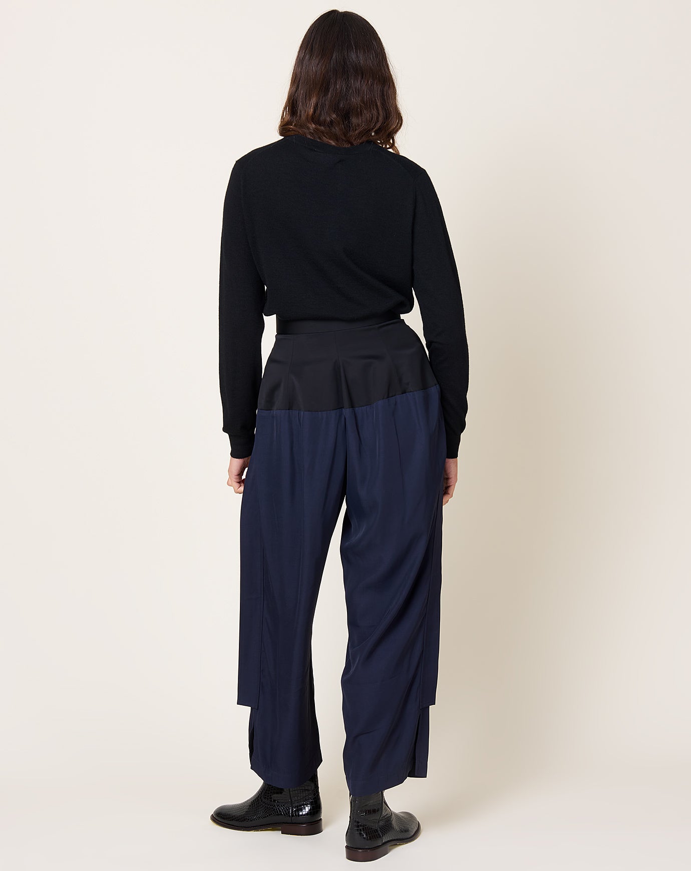 TOGA Archives Rayon Silk Twill Trousers in Navy