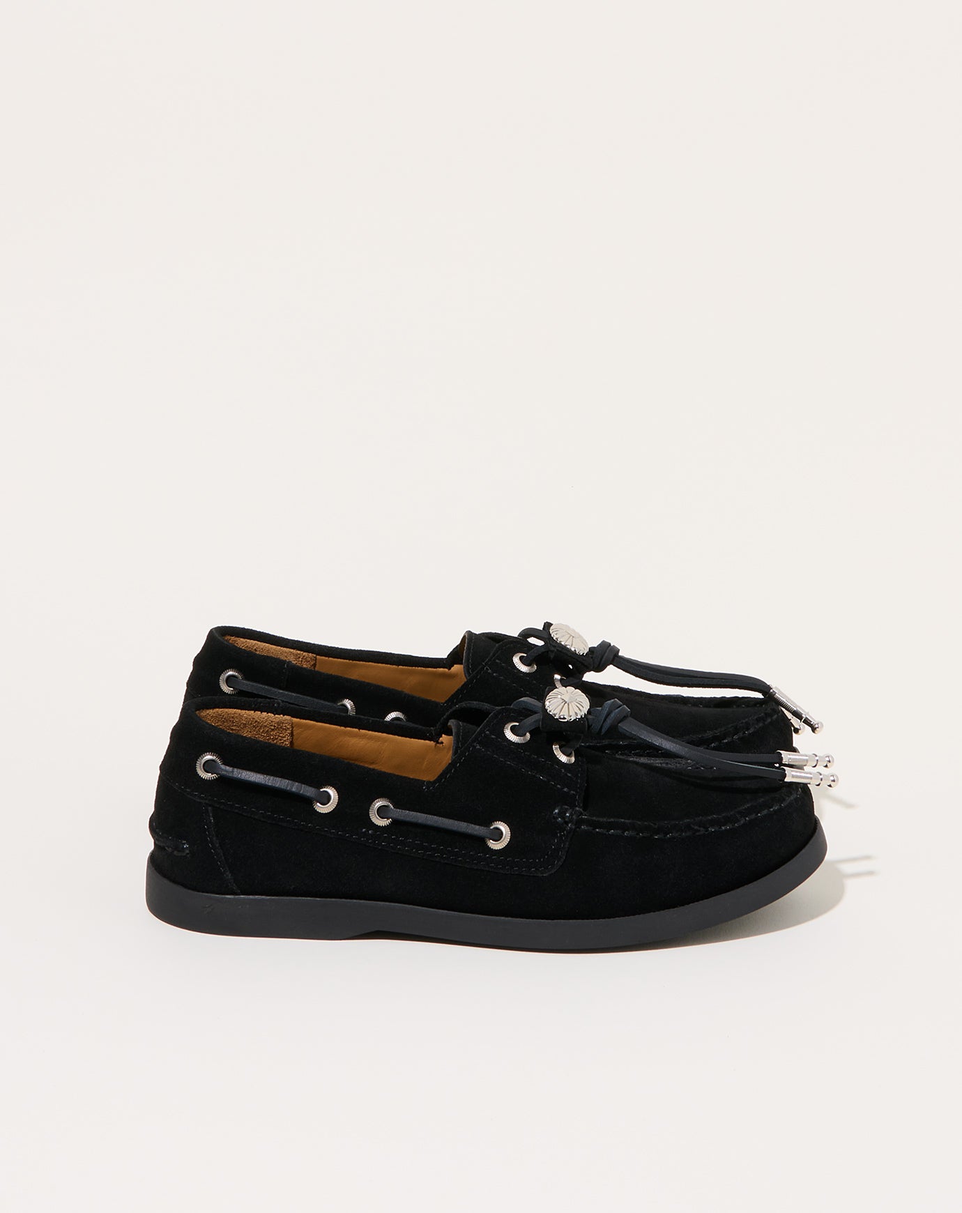 TOGA Archives Silver Pull Boat Shoe in Black