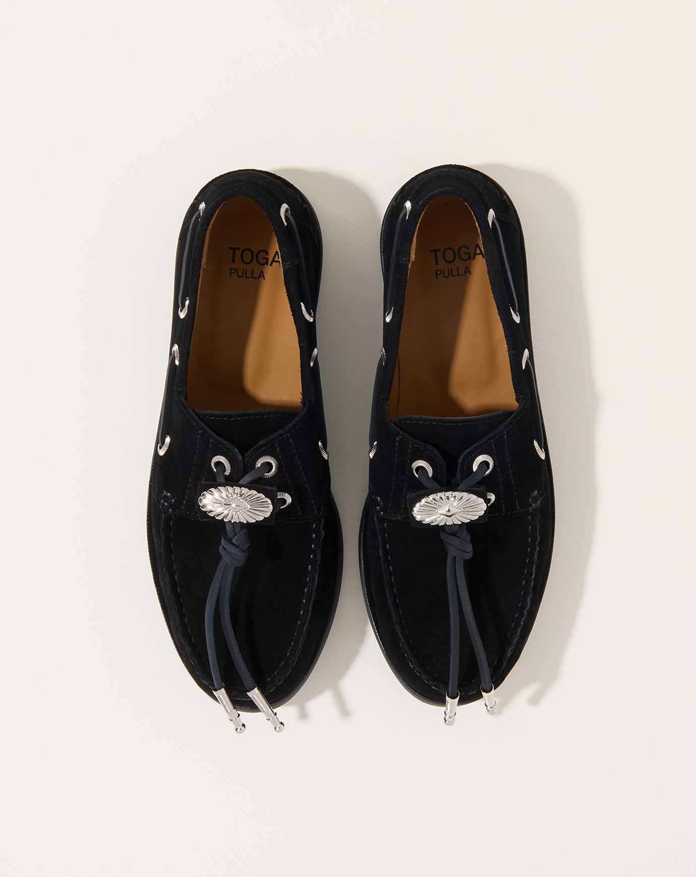 TOGA Archives Silver Pull Boat Shoe in Black
