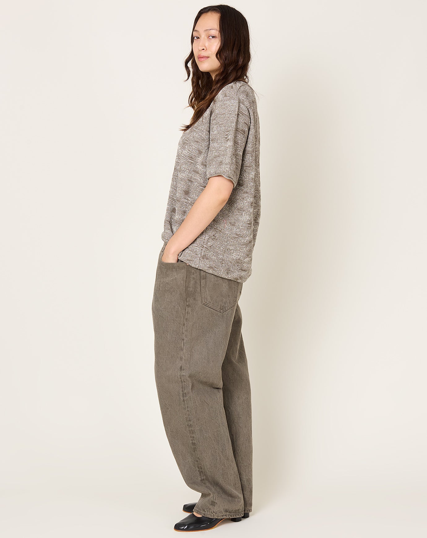 Yoko Sakamoto 5 Pocket Straight Pants in Mugwort