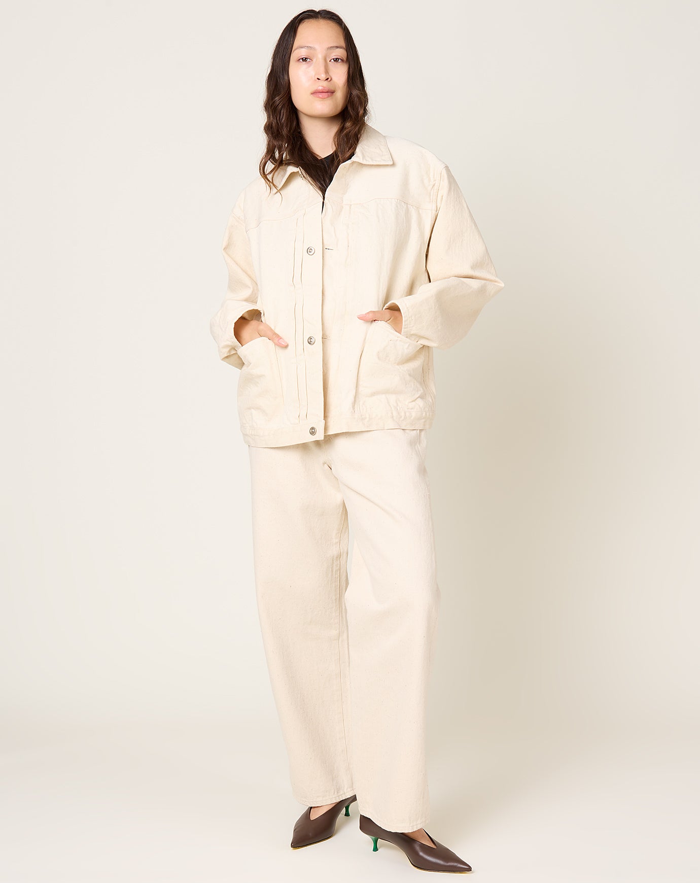 Yoko Sakamoto Pleats Jacket in Ecru