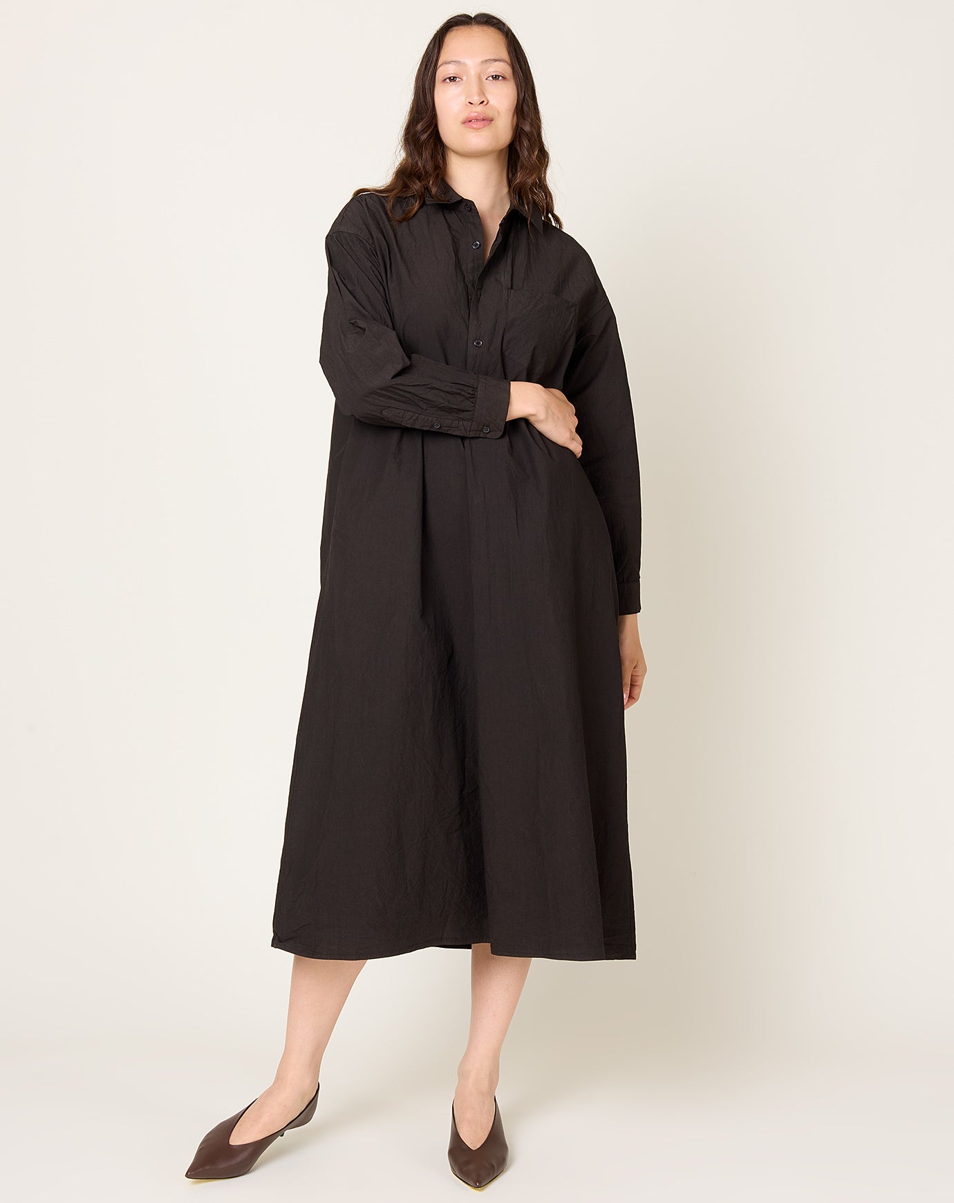 Yoko Sakamoto Shirt Dress in Kakishibu