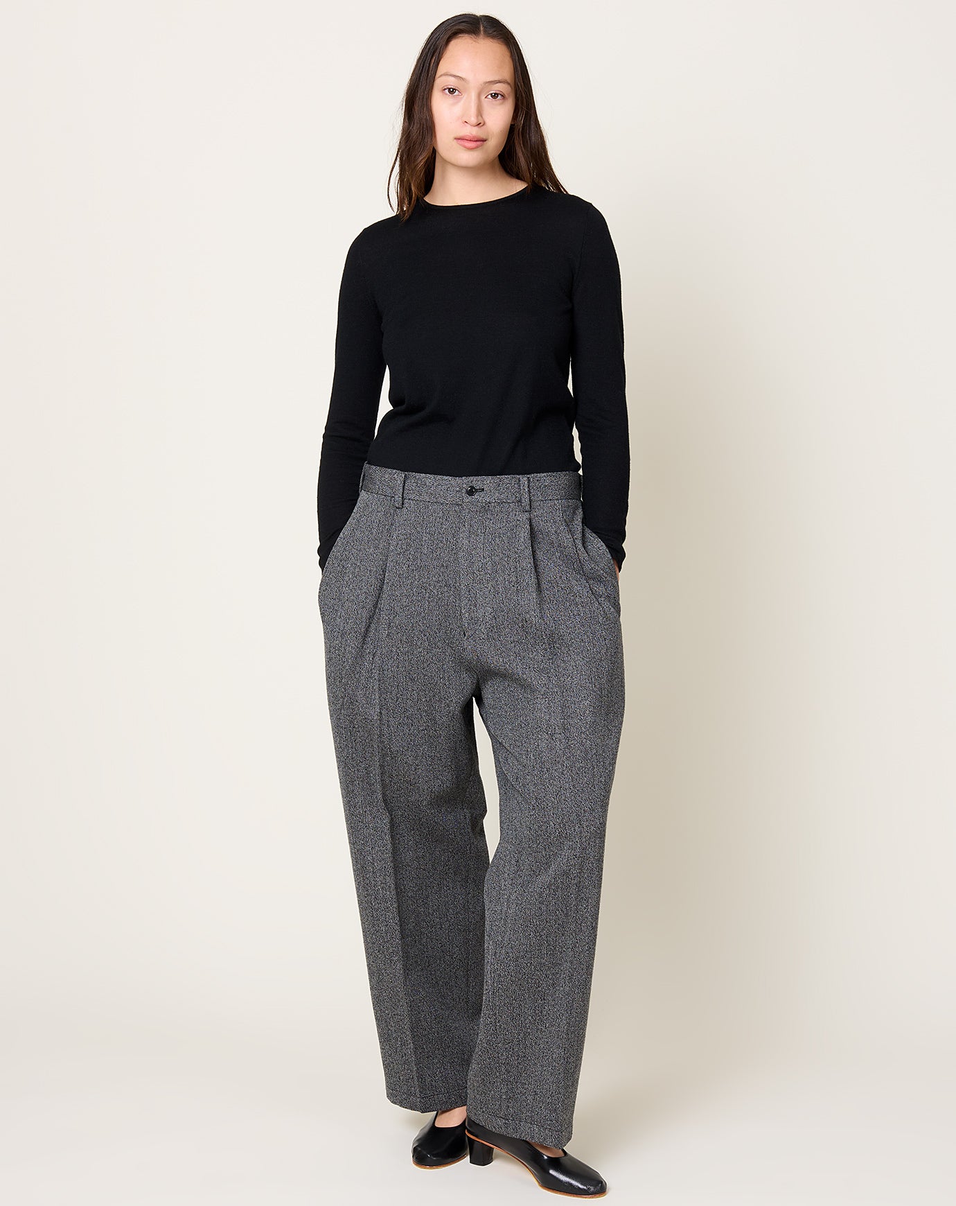 Yoko Sakamoto Whipcord Double Pleated Trousers