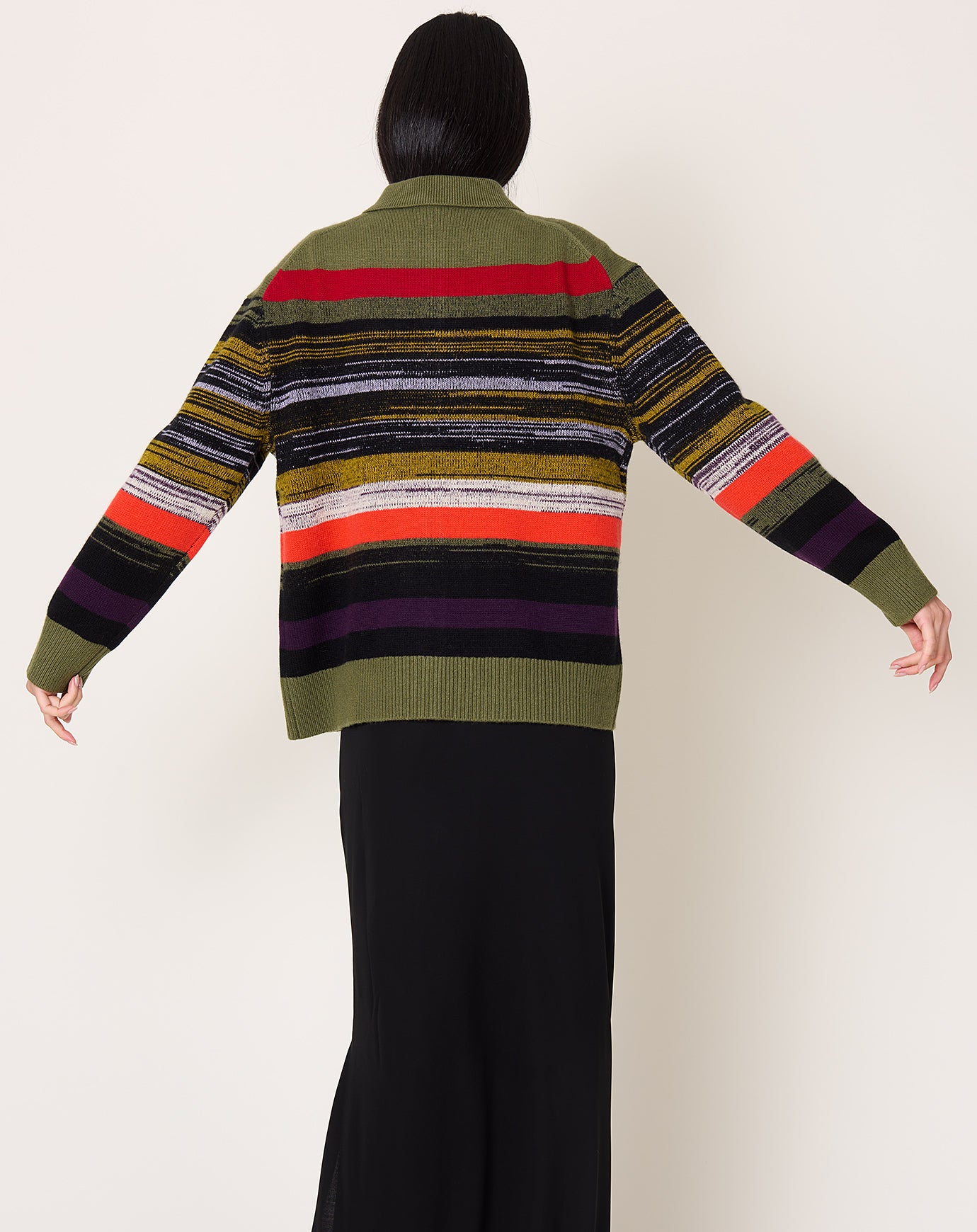 Zankov Andrew Stripe Cardigan in Olive