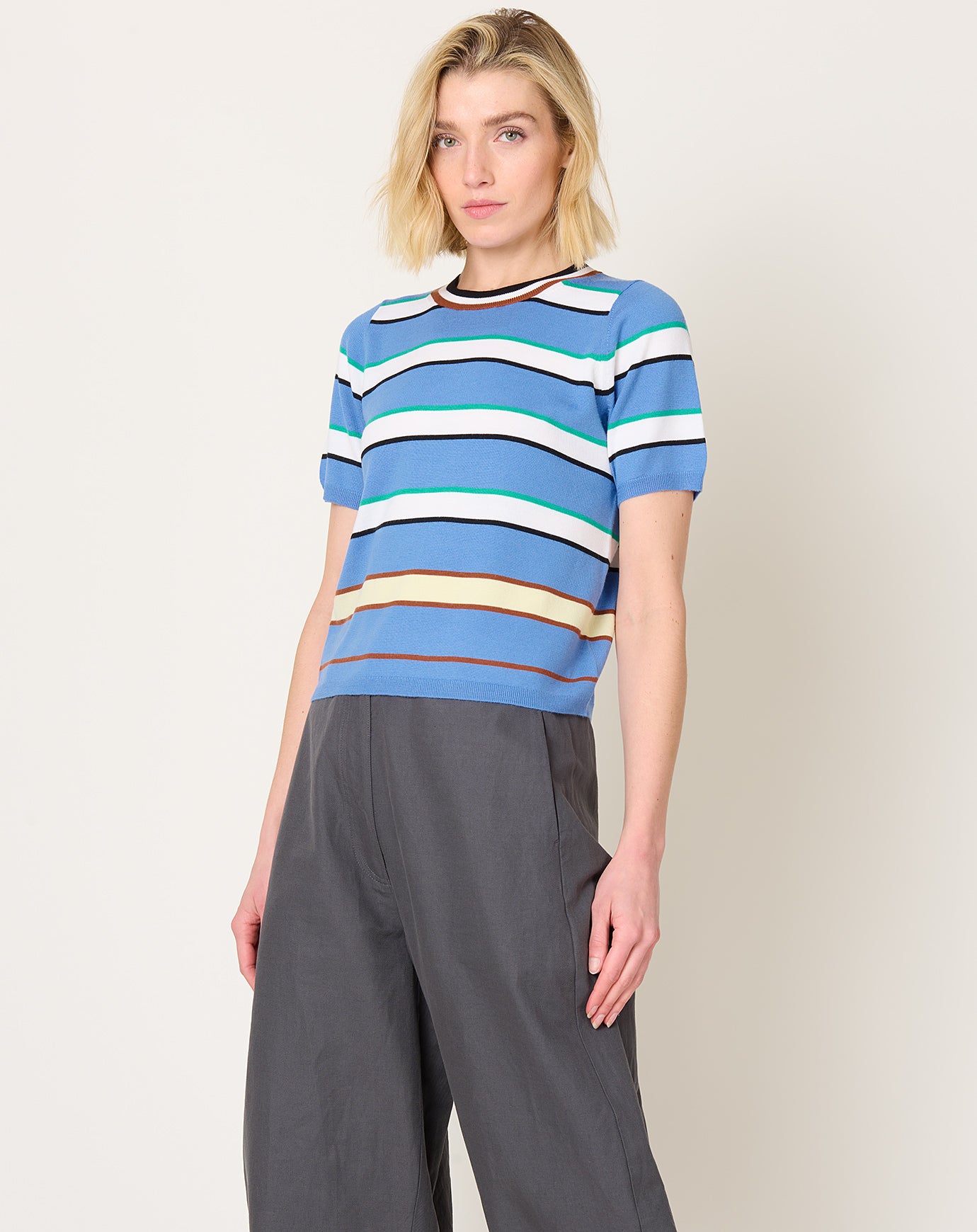 Zankov Benji Striped T-Shirt in Hyacinth