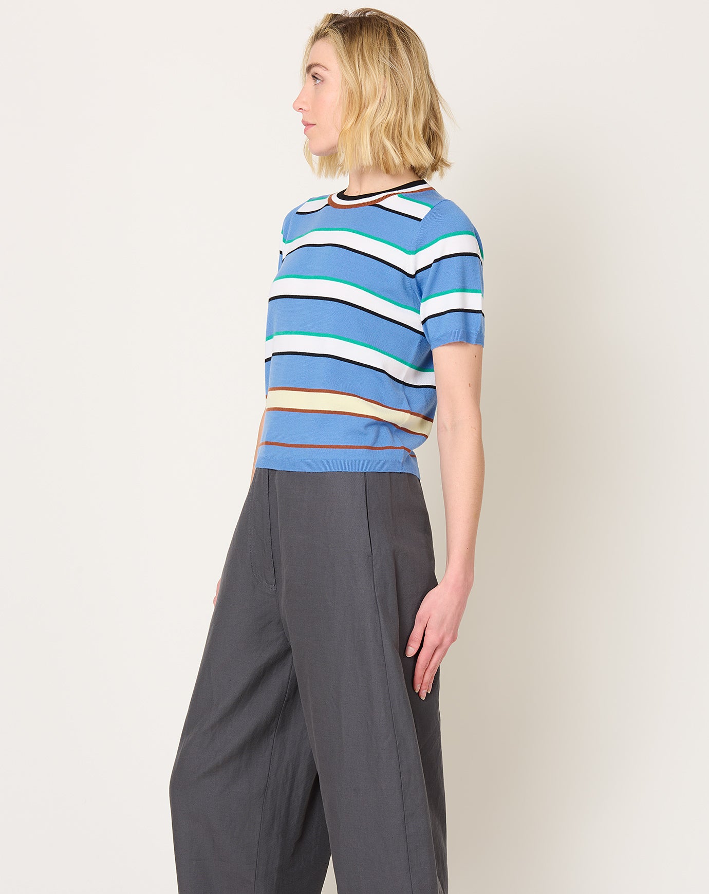 Zankov Benji Striped T-Shirt in Hyacinth