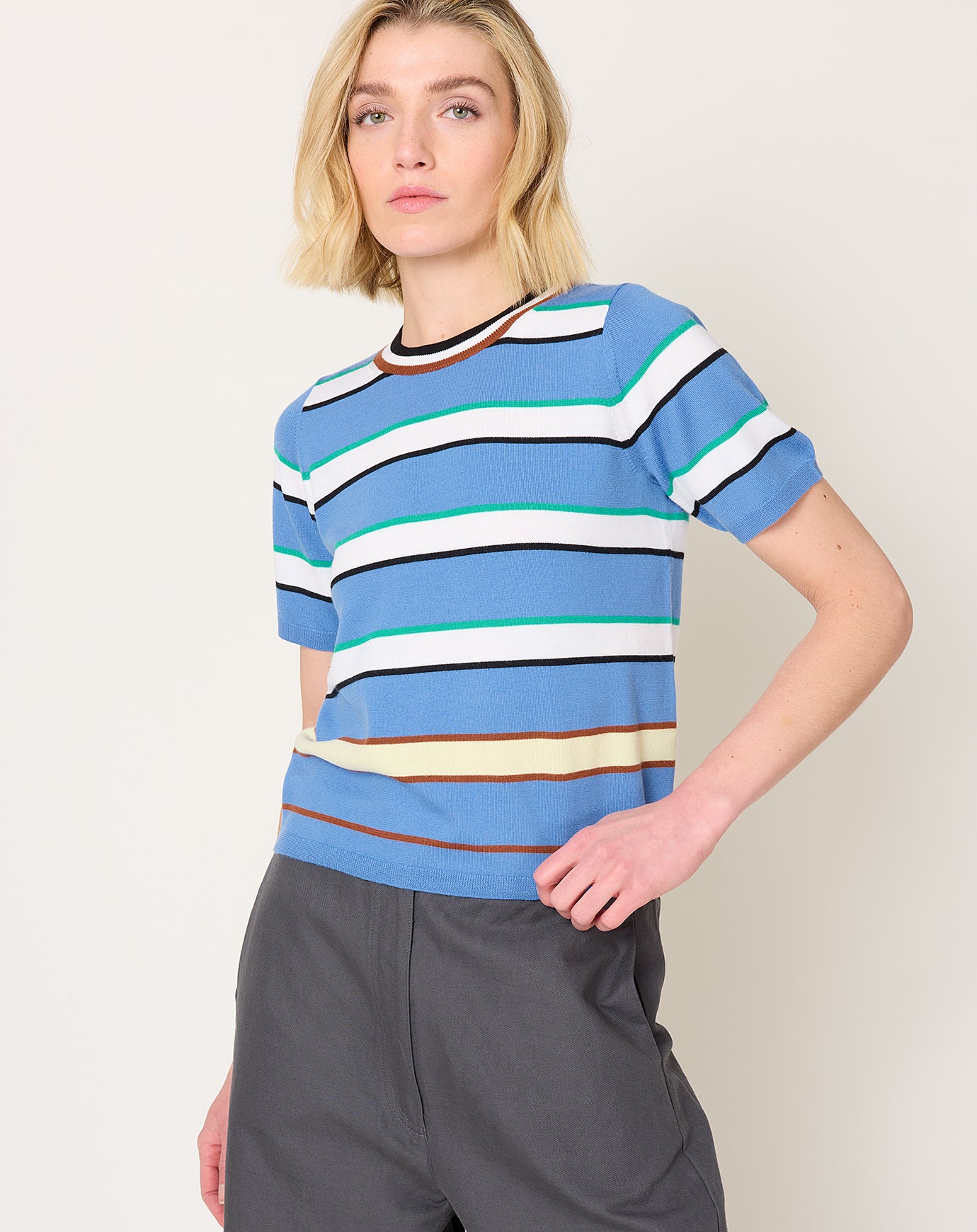 Zankov Benji Striped T-Shirt in Hyacinth