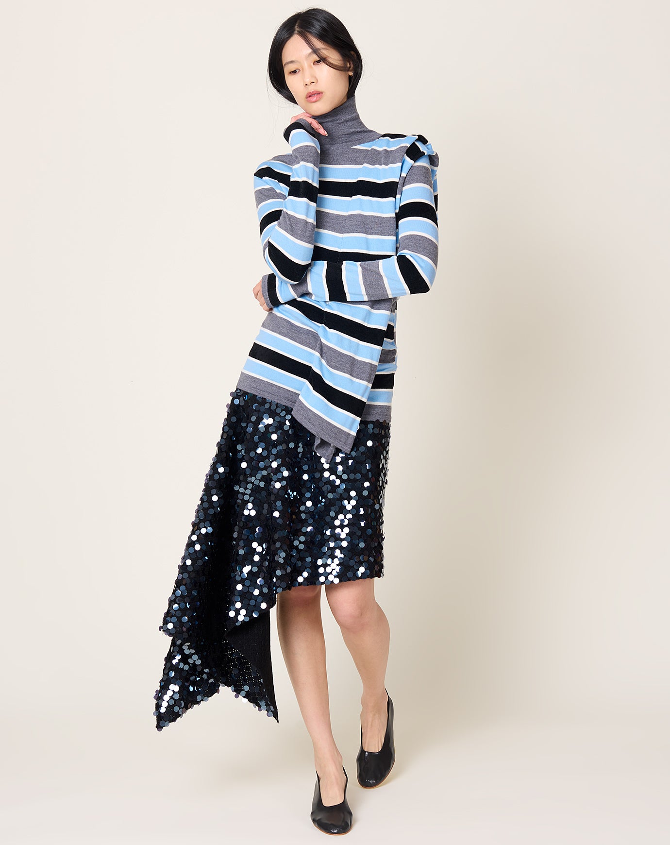 Zankov Berlin Draped Stripe Turtleneck