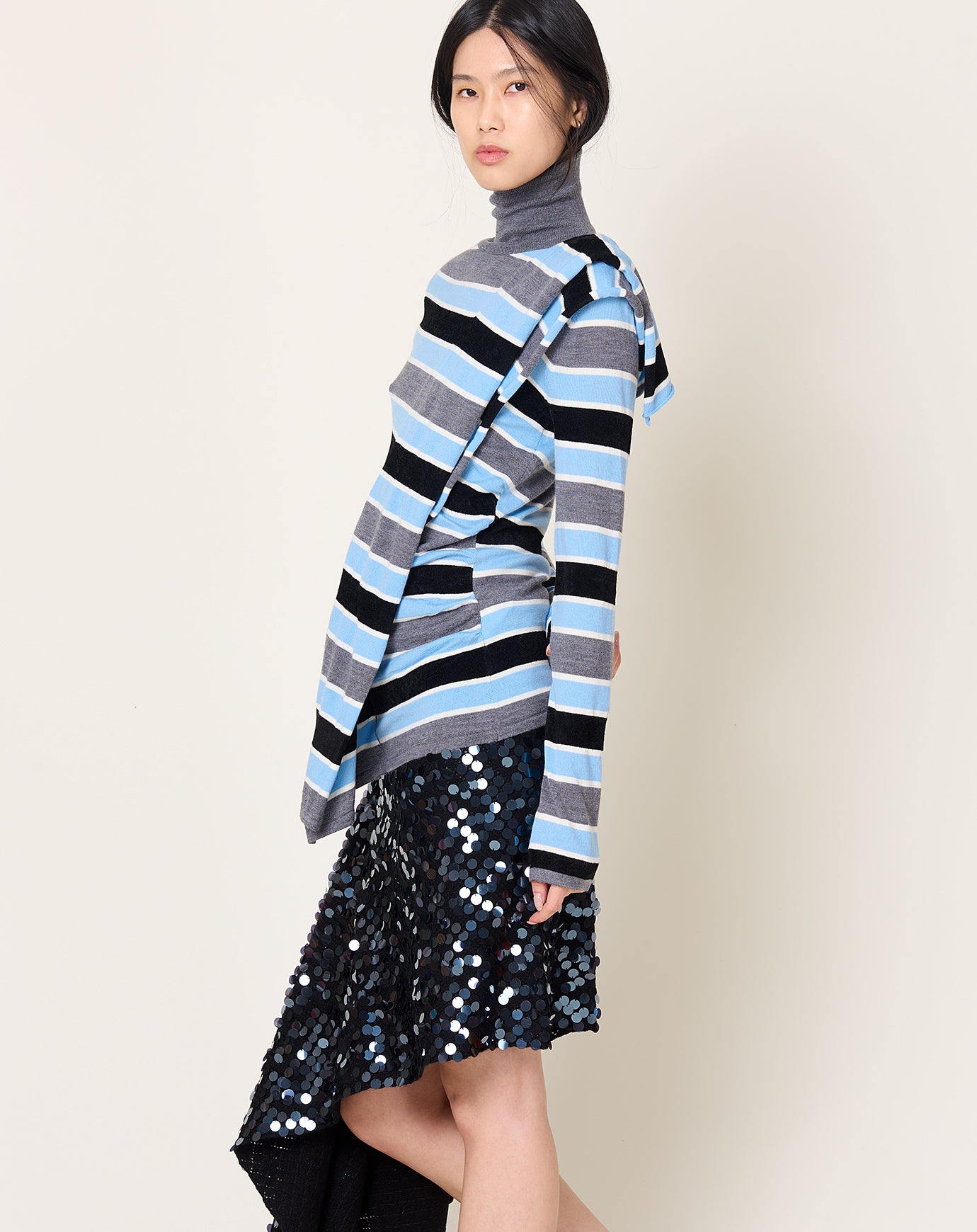 Zankov Berlin Draped Stripe Turtleneck