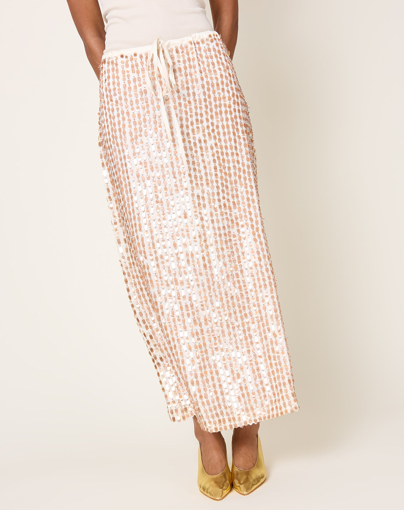 Zankov Marcela Beaded Skirt in Ivory