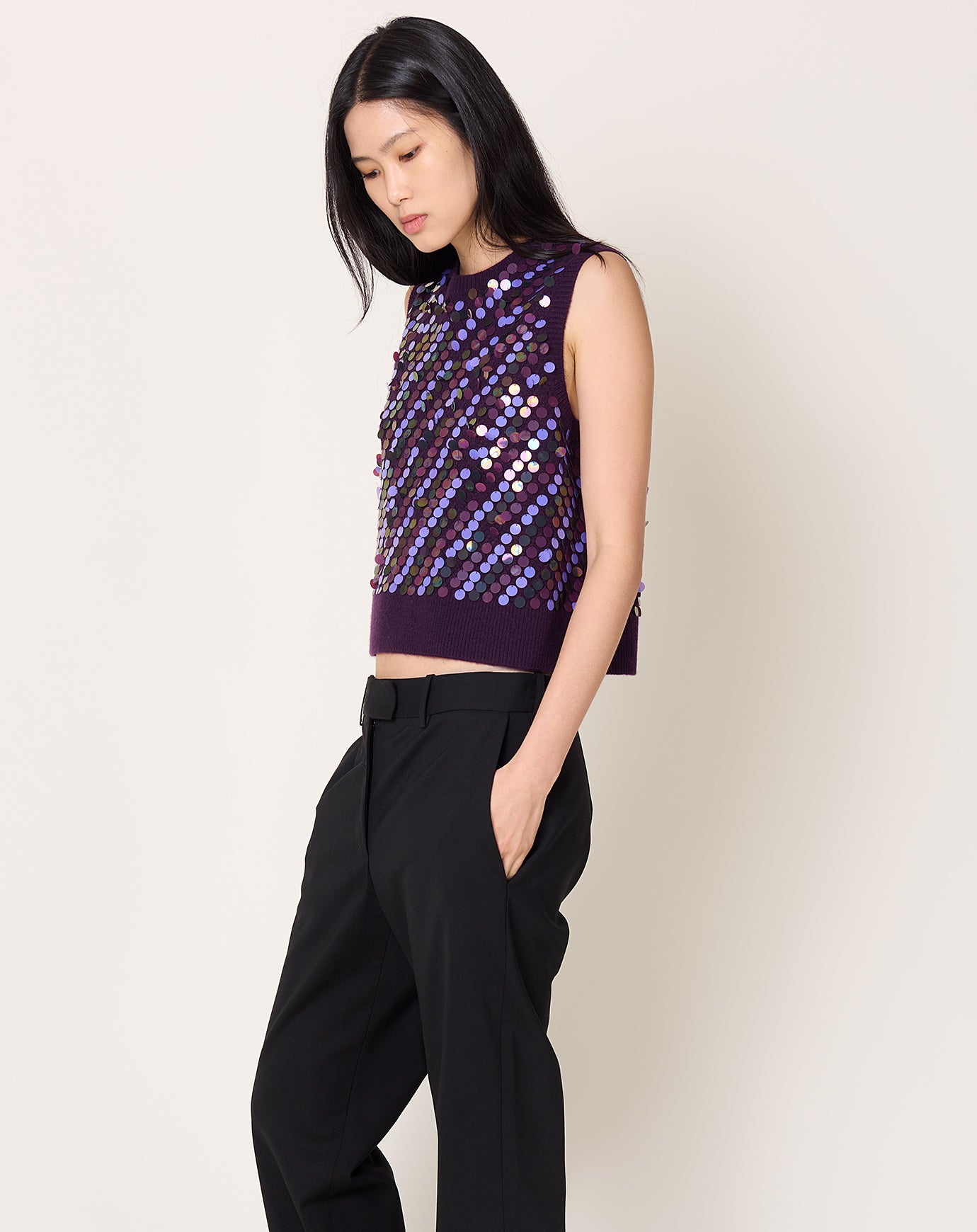 Zankov Oliver Vest in Chocolate Multi Sequin