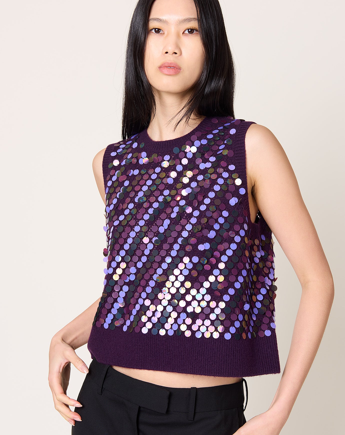 Zankov Oliver Vest in Chocolate Multi Sequin