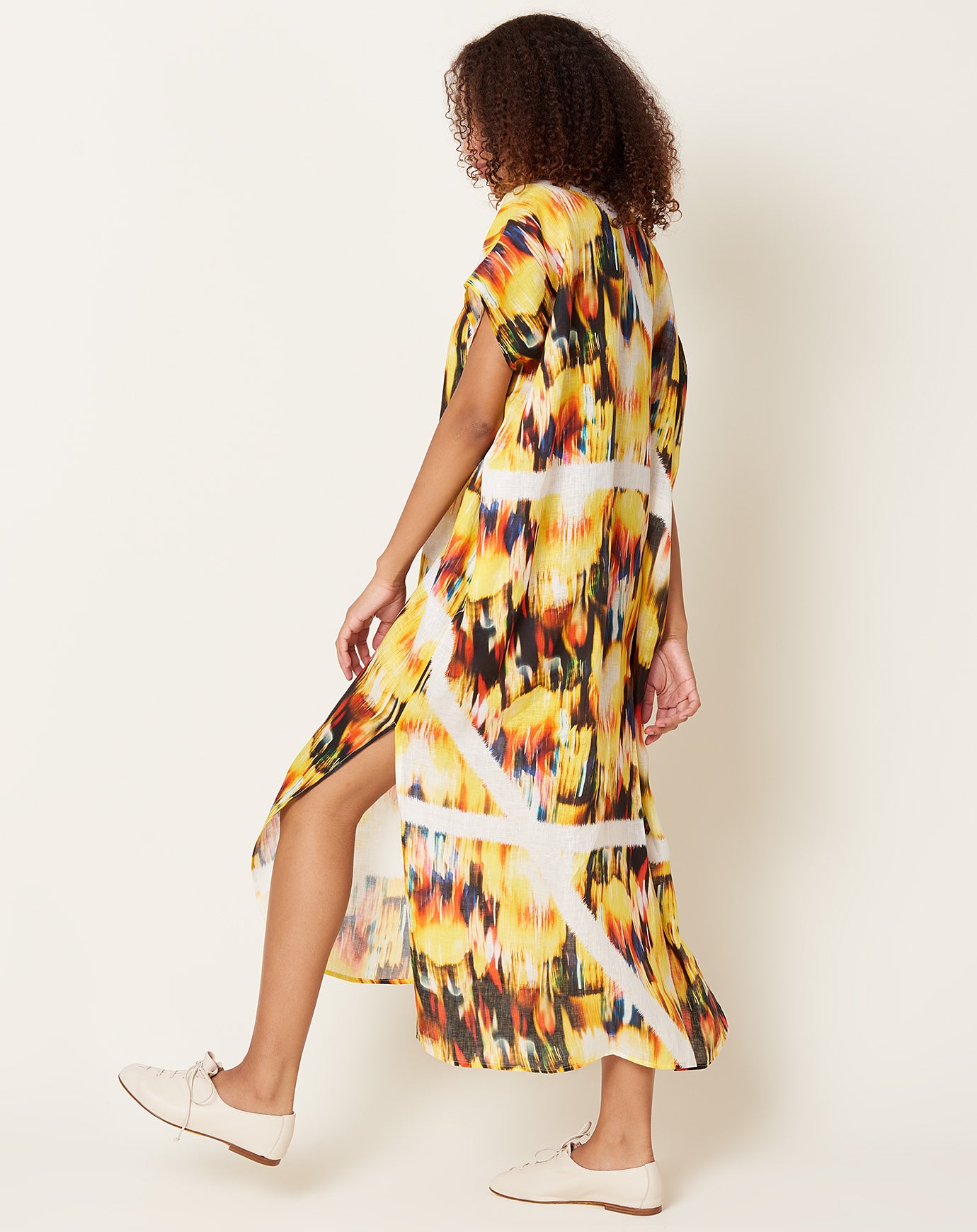 Zero + Maria Cornejo Curve Rae Caftan in Linen Blur Print