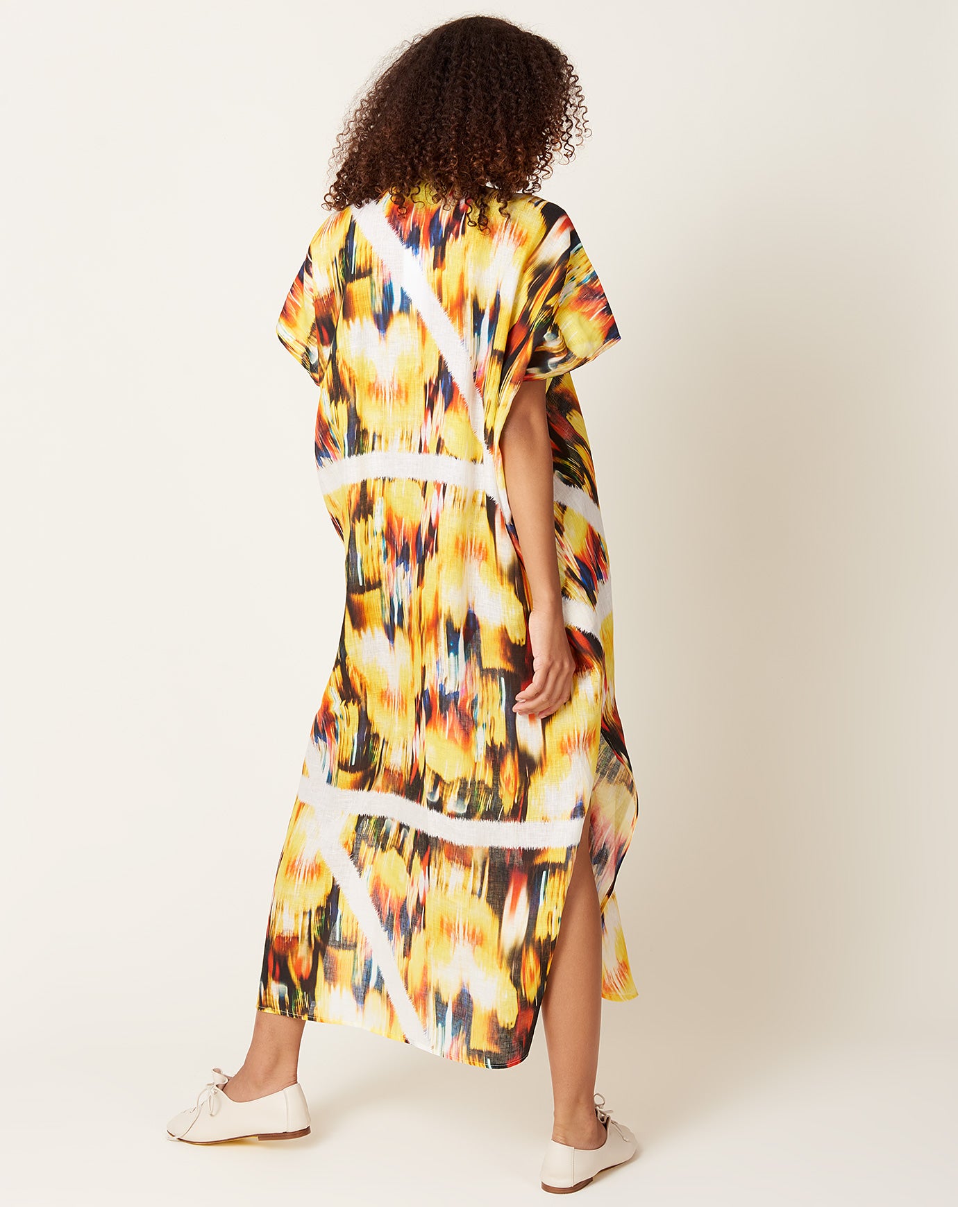 Zero + Maria Cornejo Curve Rae Caftan in Linen Blur Print