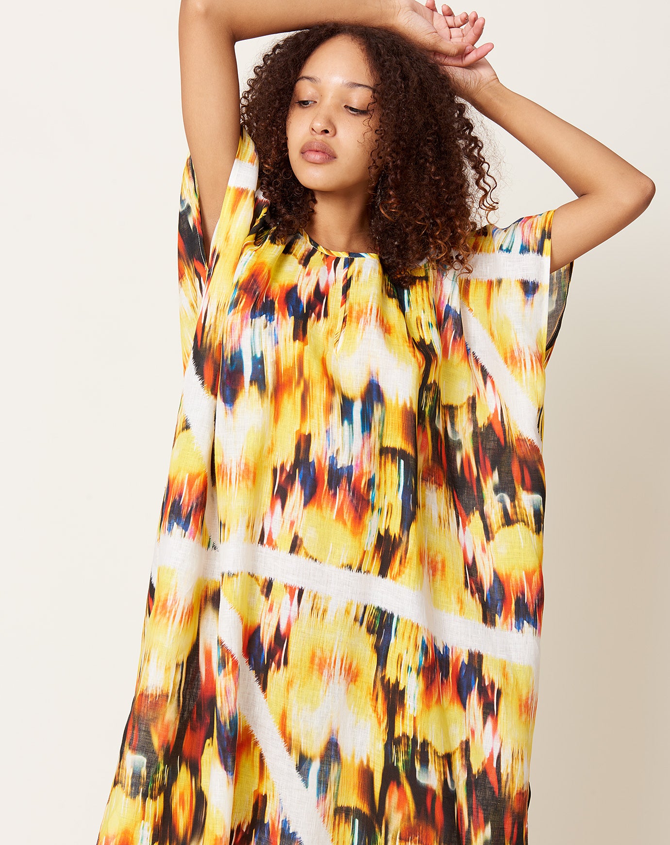 Zero + Maria Cornejo Curve Rae Caftan in Linen Blur Print