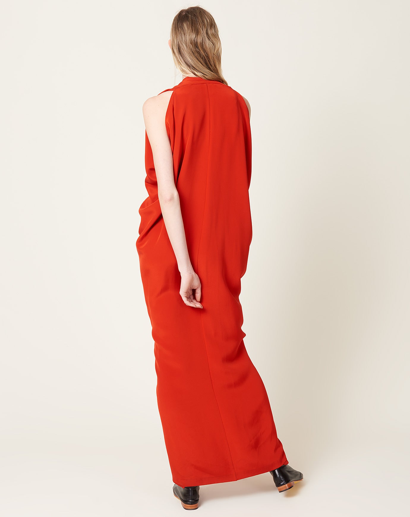 Zero + Maria Cornejo Eve Long Foil Dress in Lucky Red