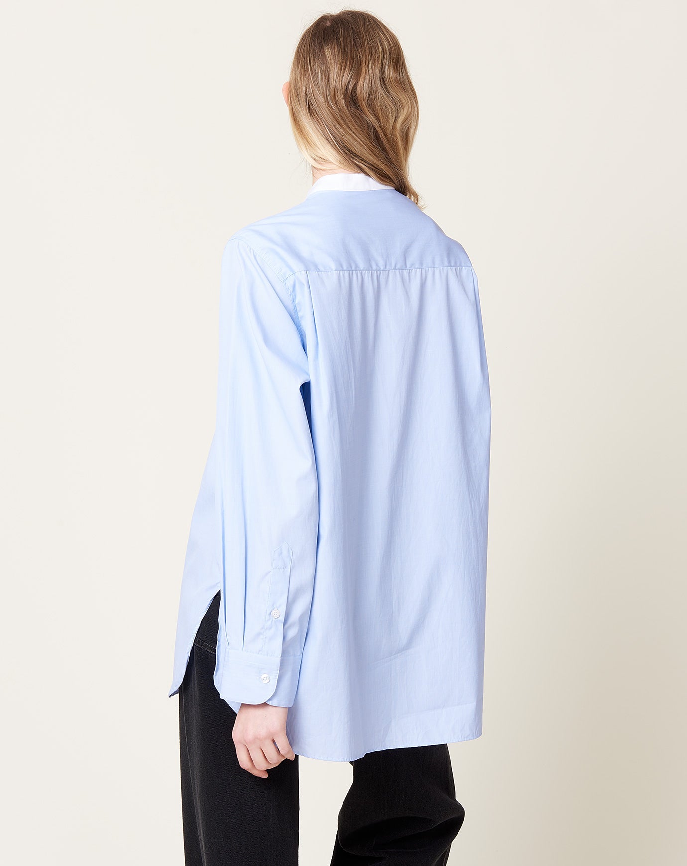 6397 Band Collar Dress Shirt in Blue