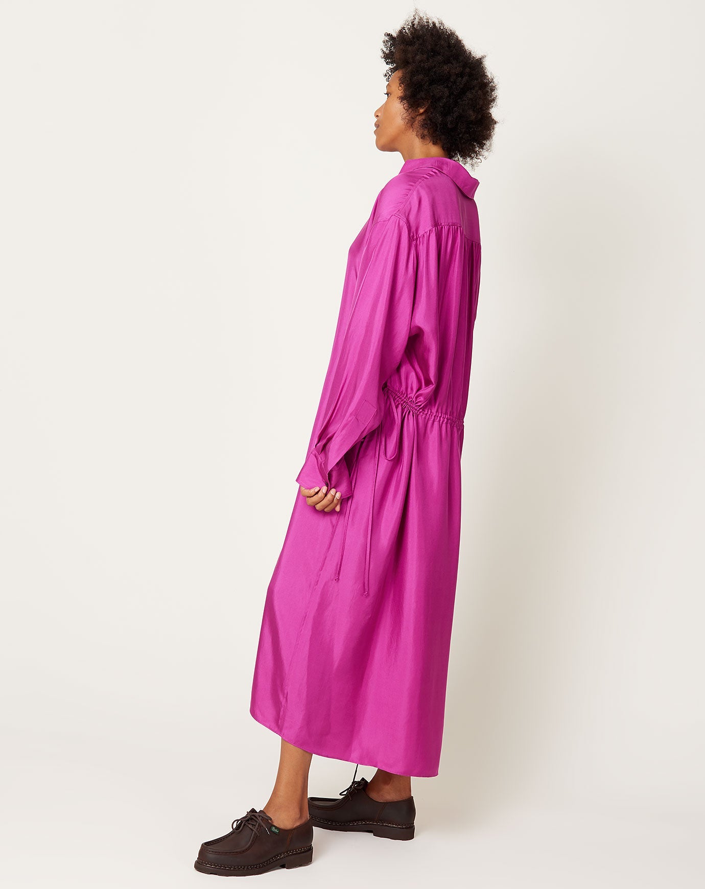 6397 Gathered Polo Dress in Fuschia