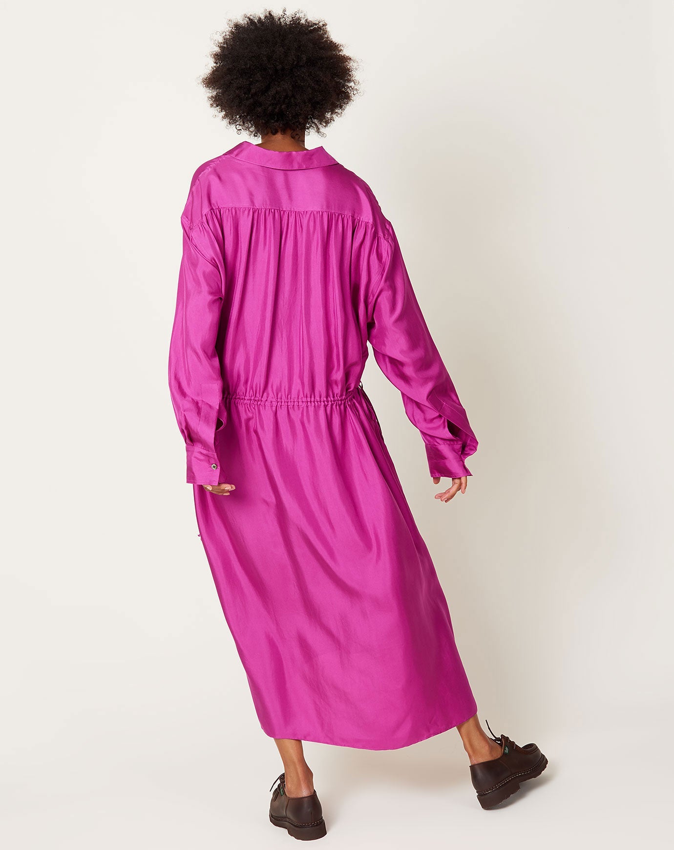 6397 Gathered Polo Dress in Fuschia