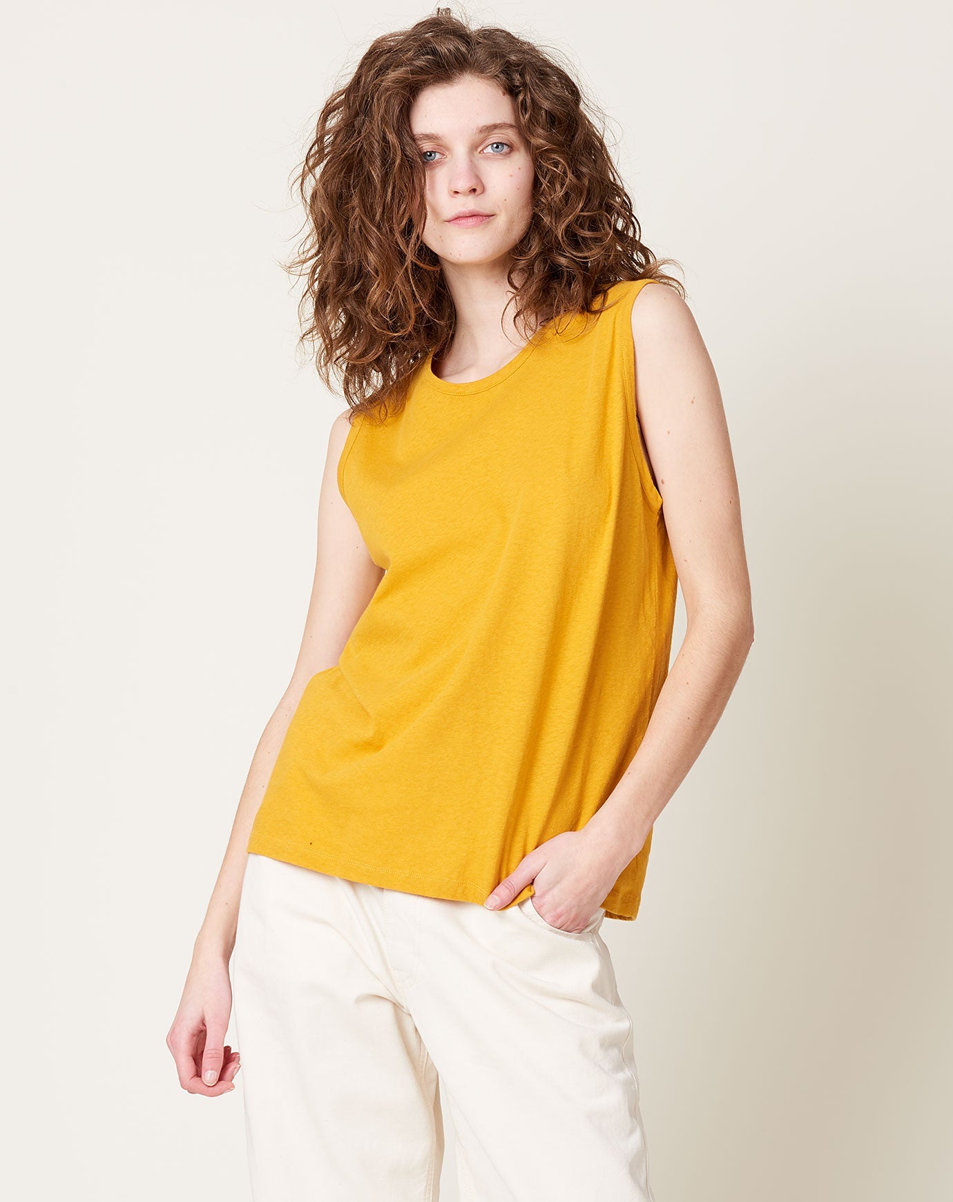 6397 Muscle Tank in Saffron