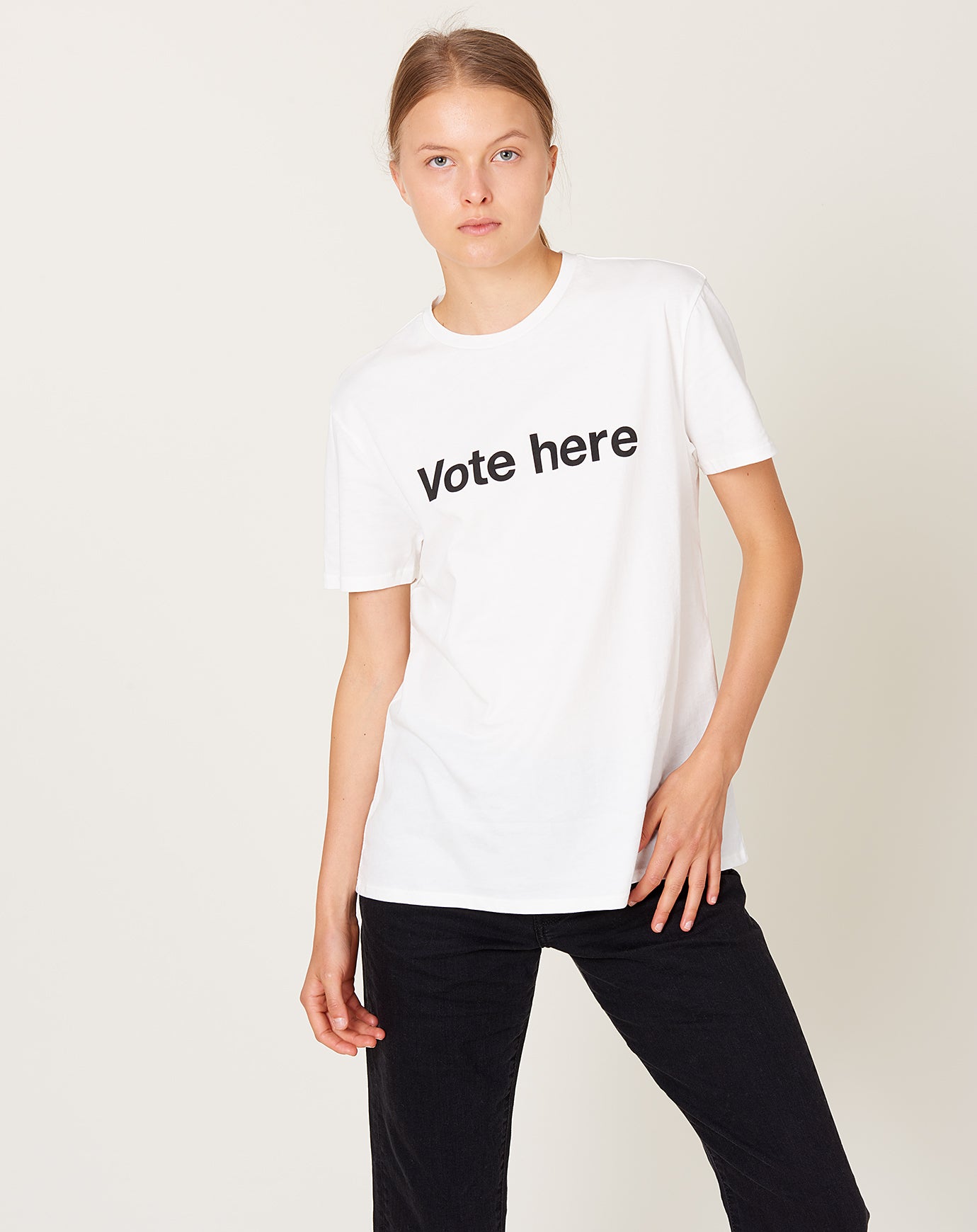 6397 Vote Here Boy T in New White