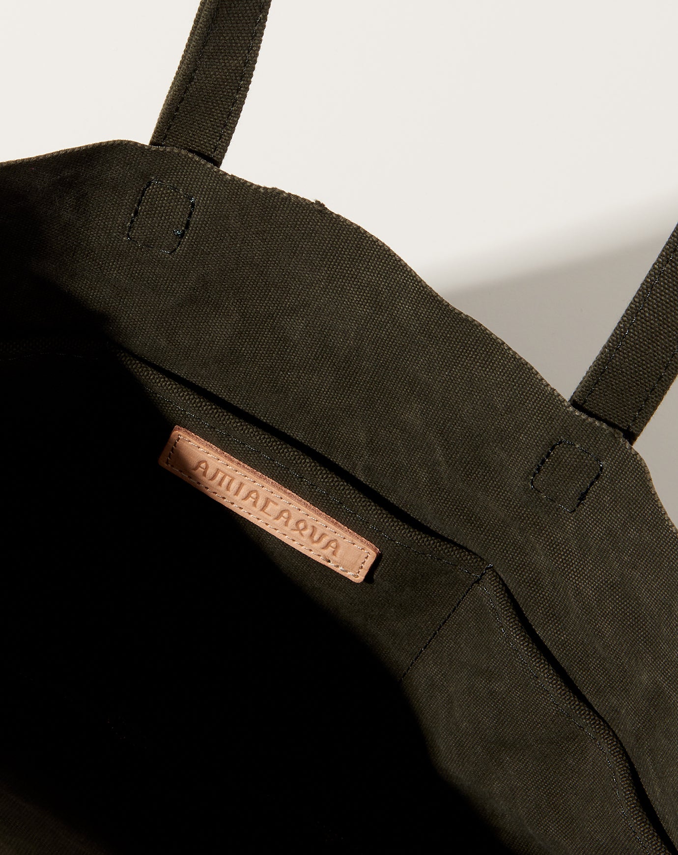 Amiacalva Washed Canvas 6 Pocket Small Tote in Olive