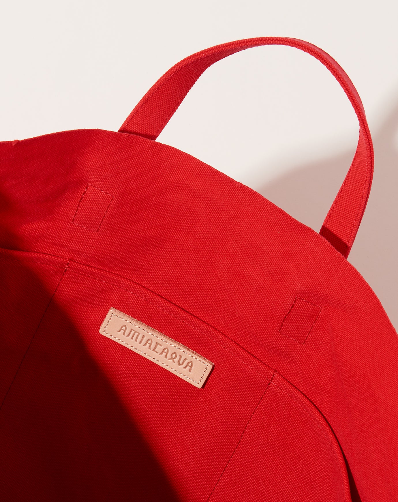 Amiacalva Washed Canvas 6 Pocket Tall Tote in Red