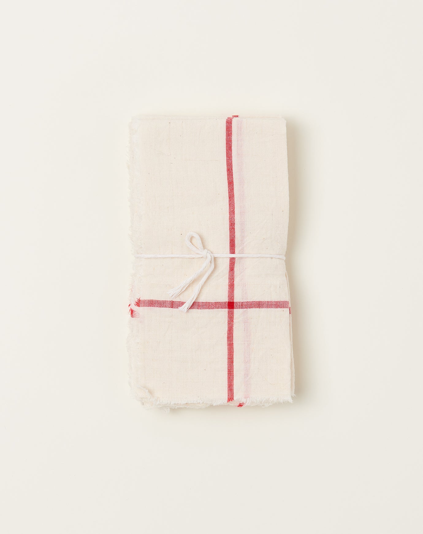 Auntie Oti Natural Napkin Set in Red