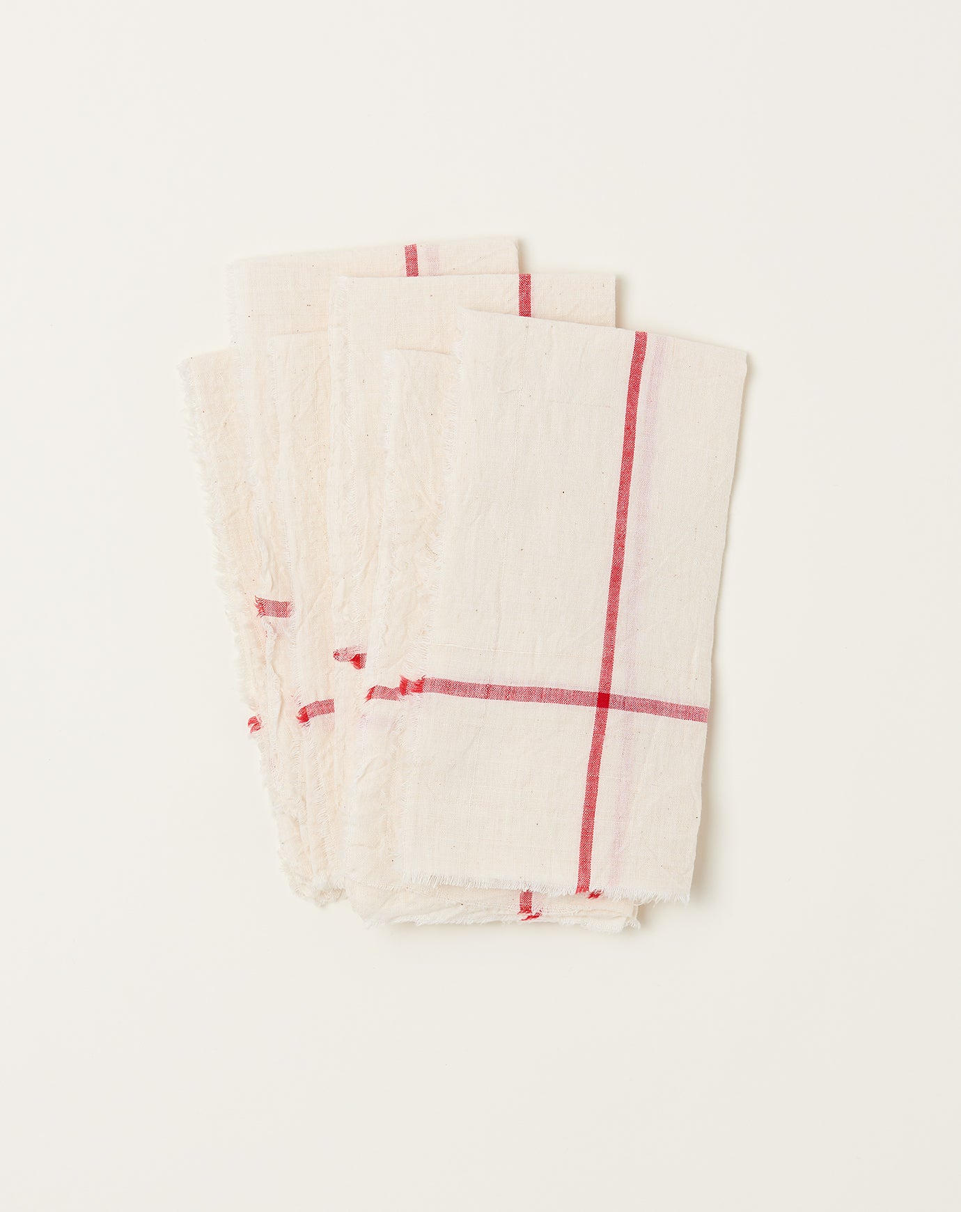 Auntie Oti Natural Napkin Set in Red