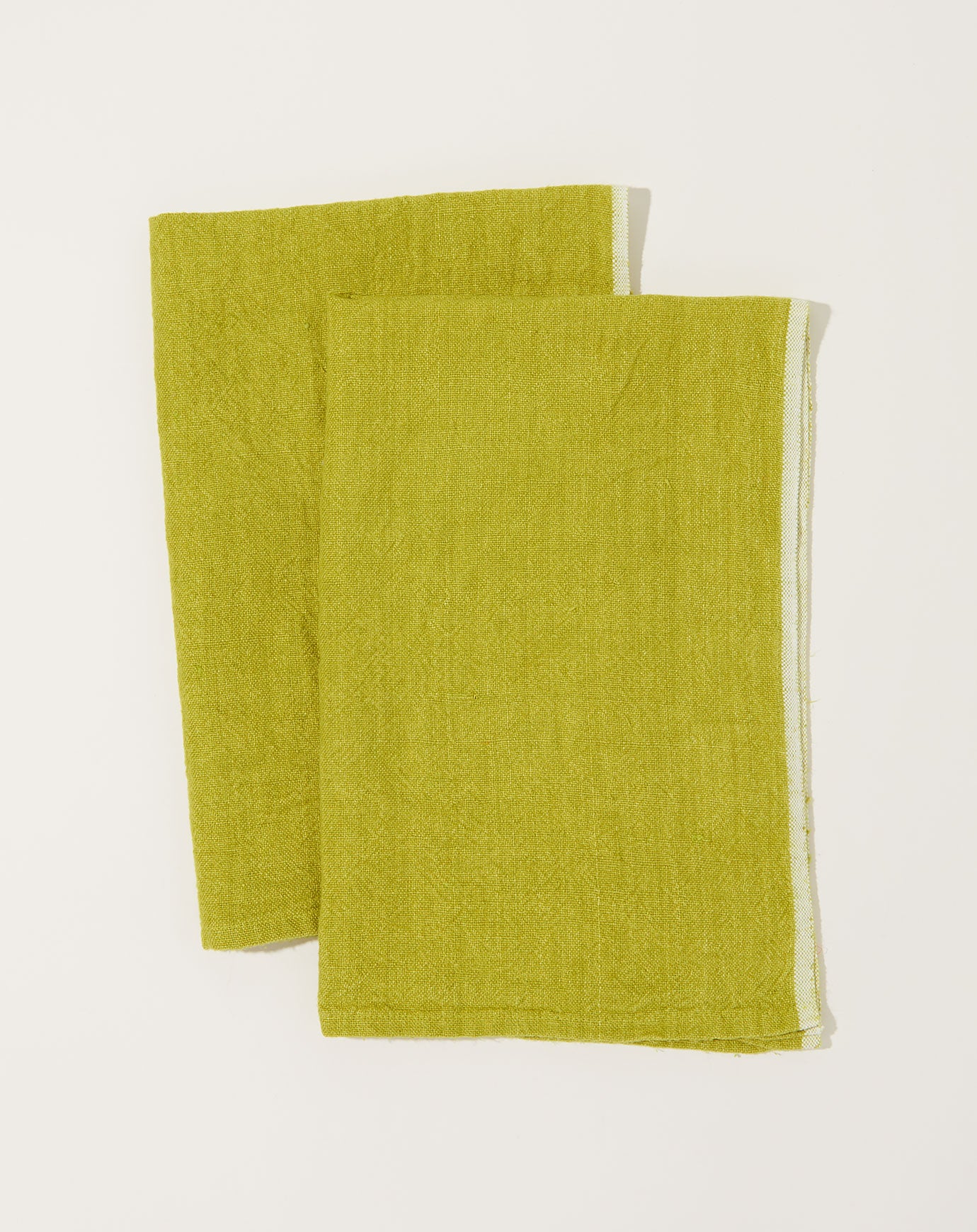 Caravan Chunky Linen Towels in Lime, Set of 2