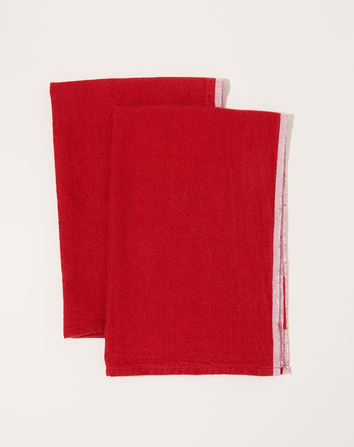 Caravan Chunky Linen Towels in Red, Set of 2