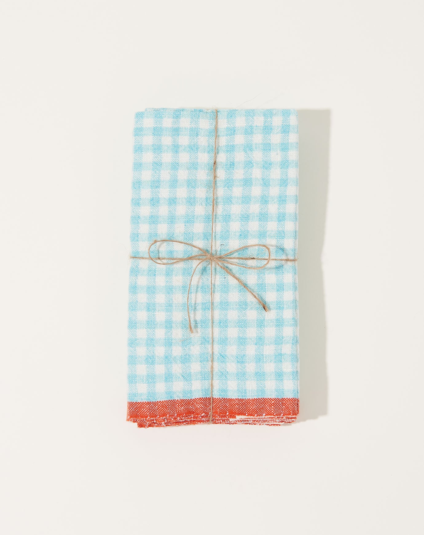 Caravan Two-Tone Gingham Napkins in Aqua & Orange, Set of 4