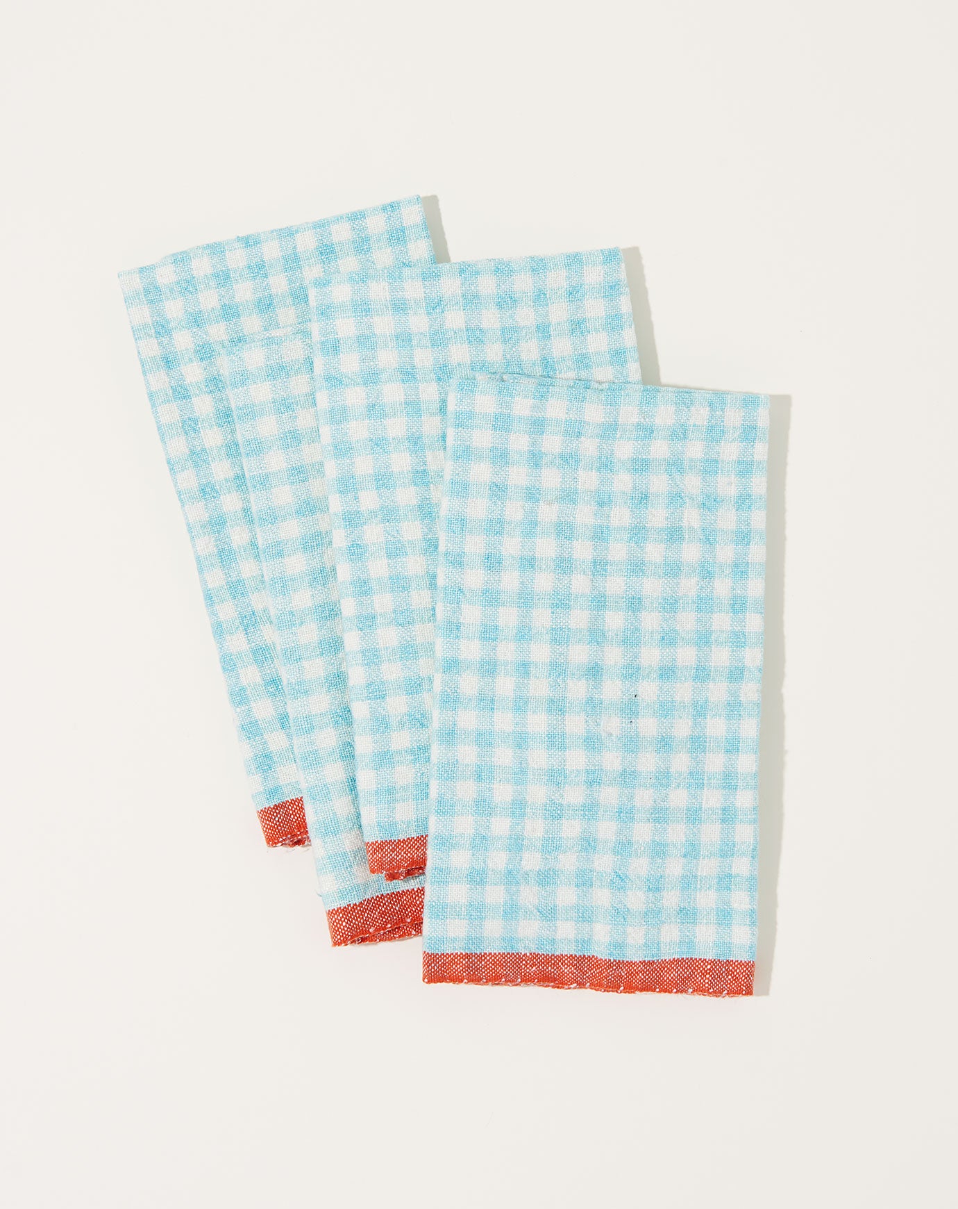 Caravan Two-Tone Gingham Napkins in Aqua & Orange, Set of 4