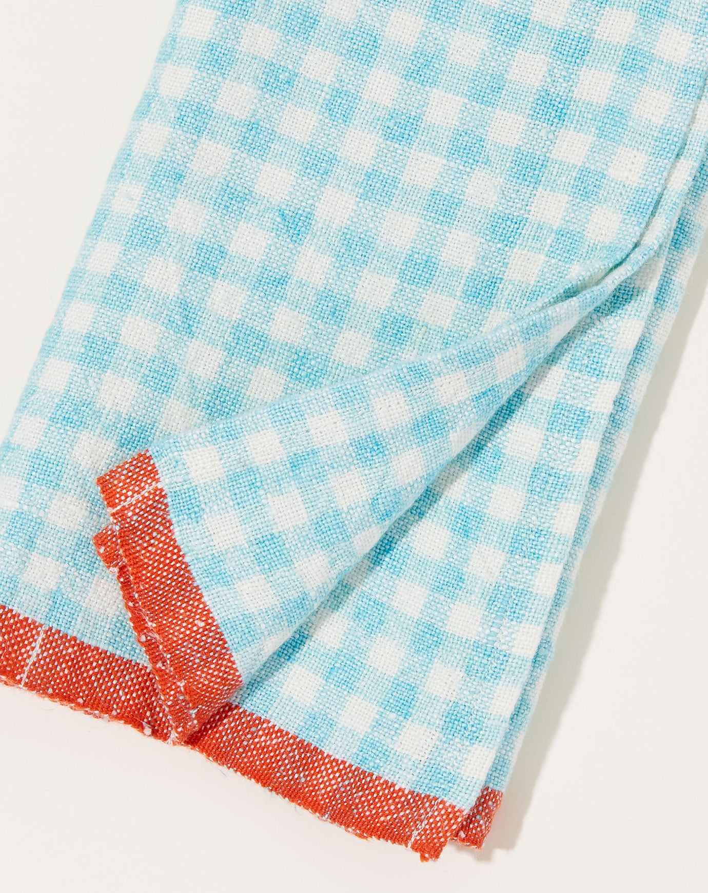 Caravan Two-Tone Gingham Napkins in Aqua & Orange, Set of 4