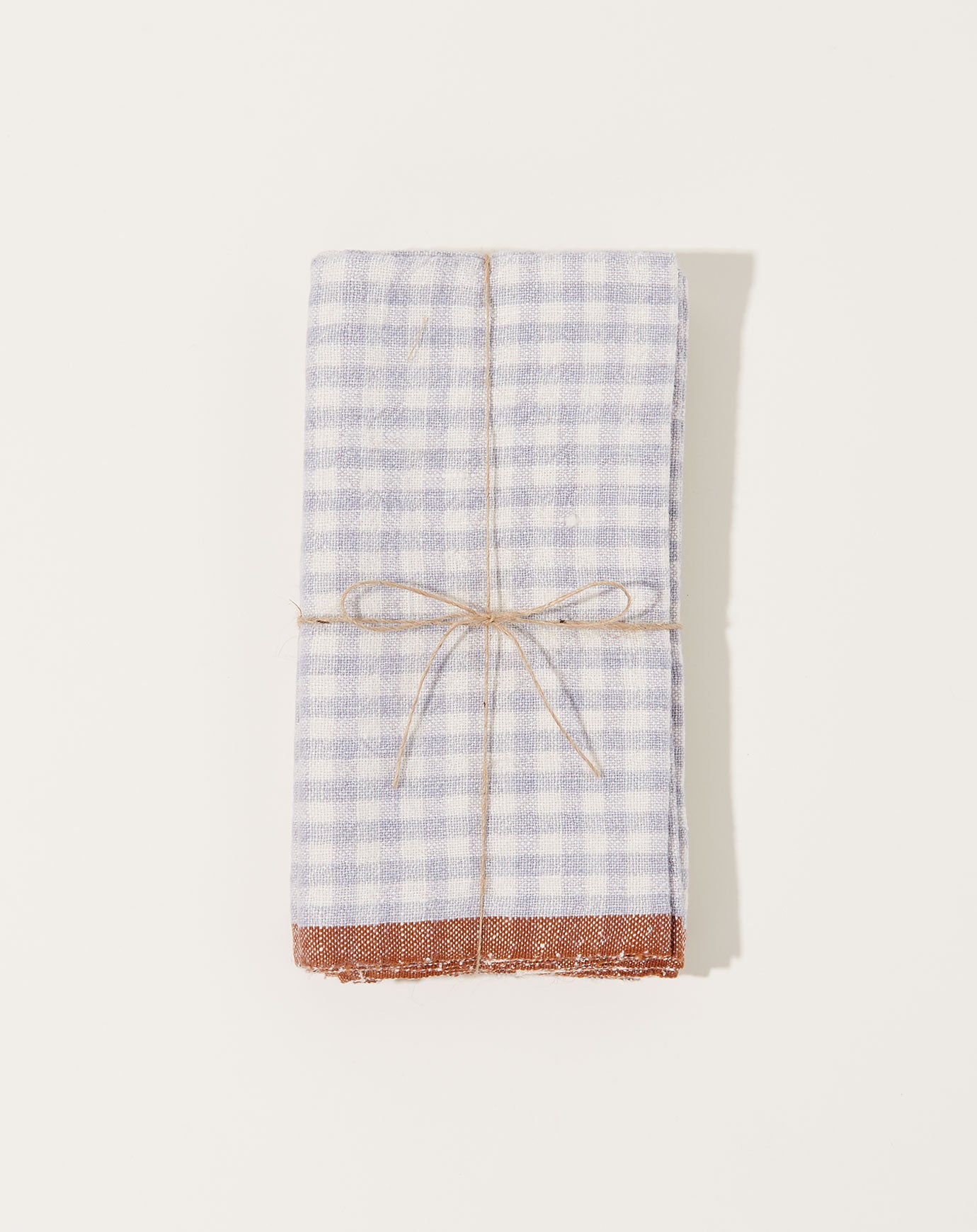 Caravan Two-Tone Gingham Napkins in Blue & Cognac, Set of 4