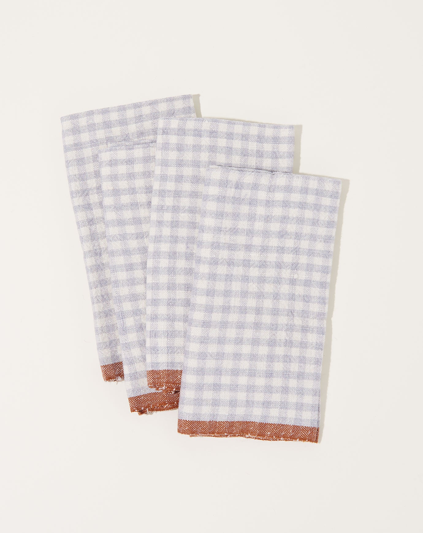 Caravan Two-Tone Gingham Napkins in Blue & Cognac, Set of 4