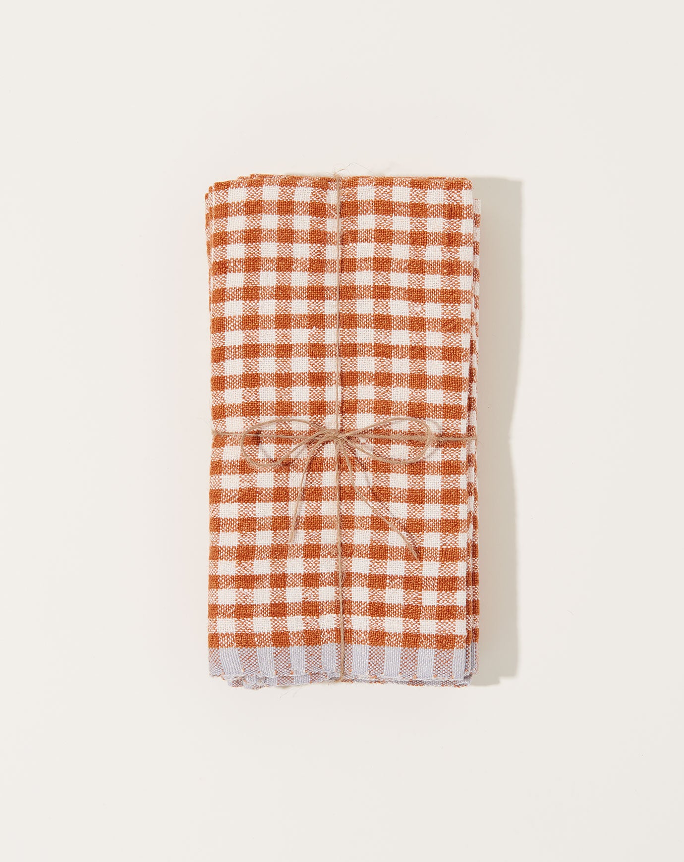 Caravan Two-Tone Gingham Napkins in Cognac & Blue, Set of 4