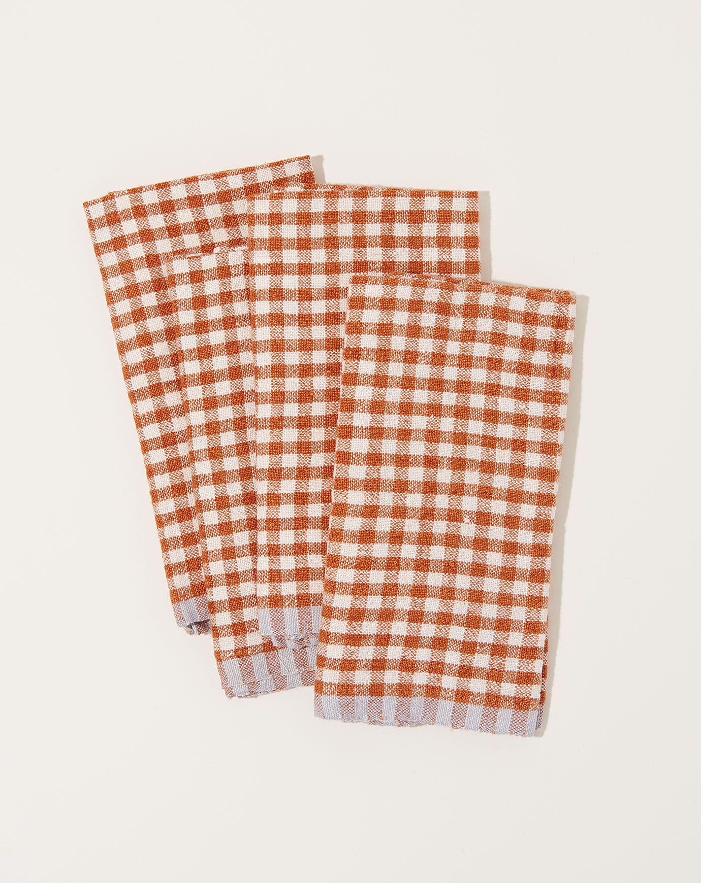 Caravan Two-Tone Gingham Napkins in Cognac & Blue, Set of 4