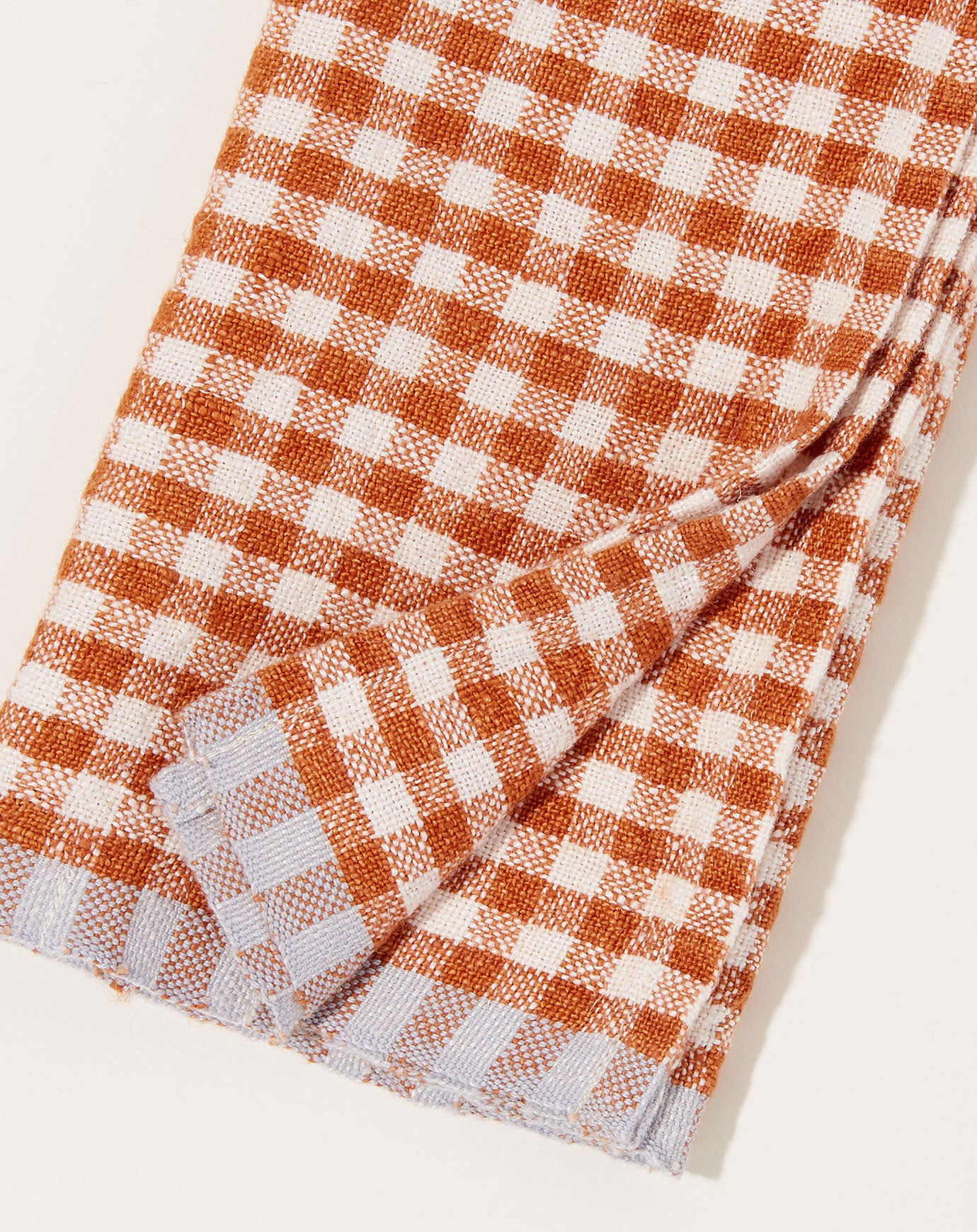 Caravan Two-Tone Gingham Napkins in Cognac & Blue, Set of 4