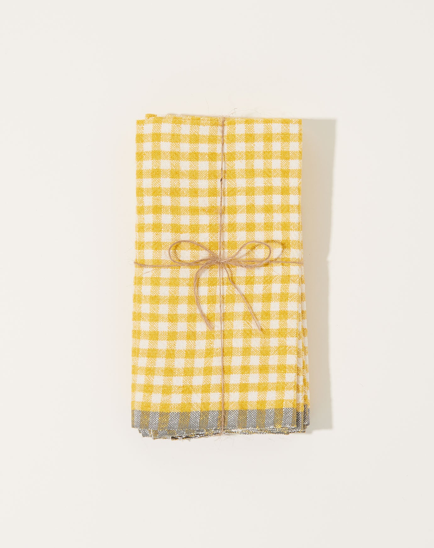 Caravan Two-Tone Gingham Napkins in Dijon & Grey, Set of 4 