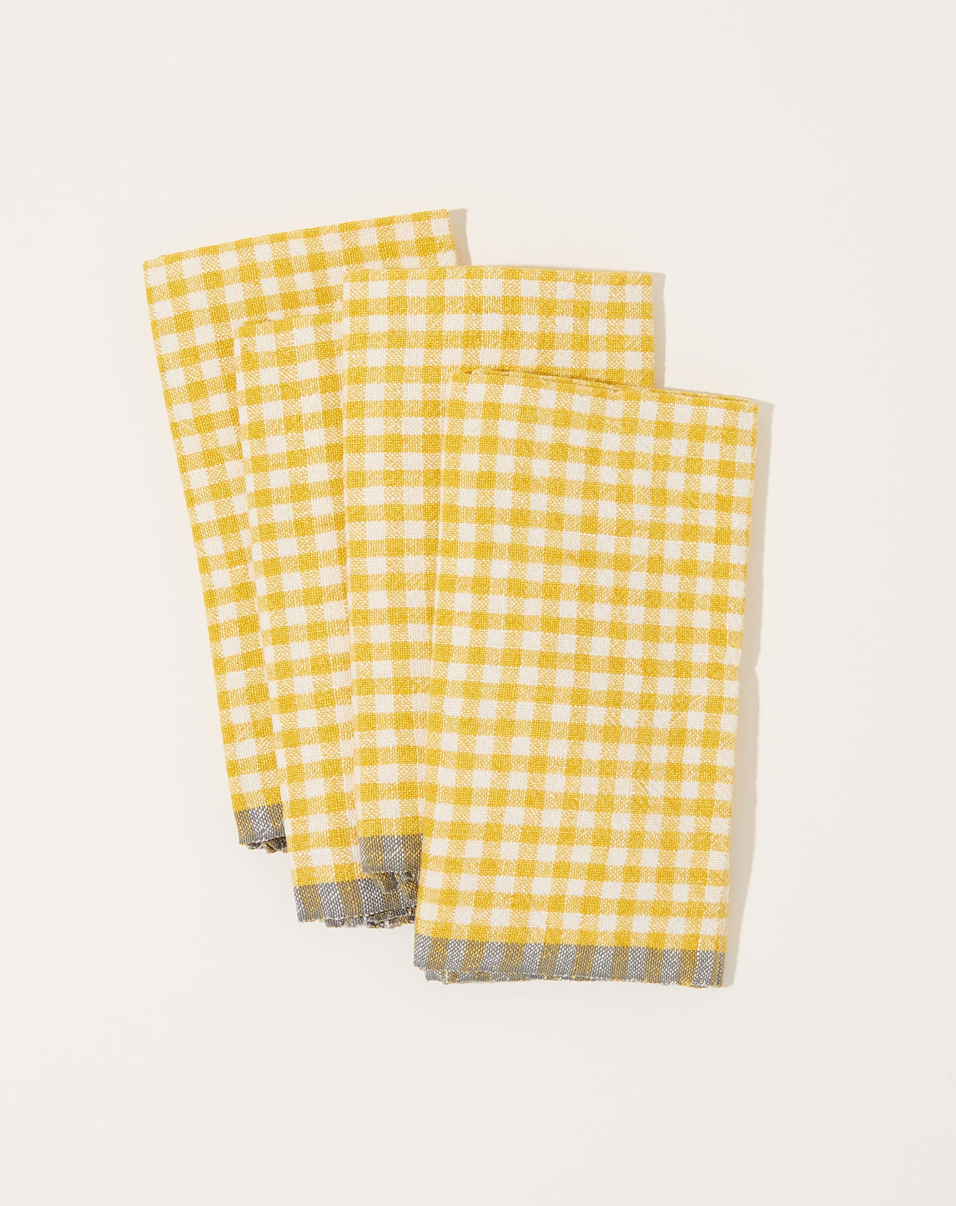 Caravan Two-Tone Gingham Napkins in Dijon & Grey, Set of 4 