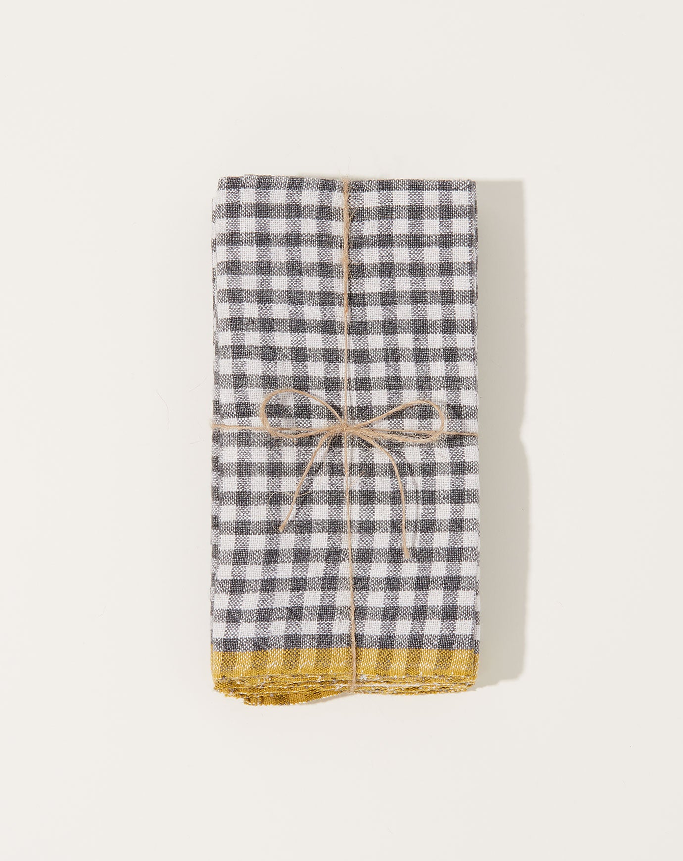 Caravan Two-Tone Gingham Towels in Grey & Dijon, Set of 4