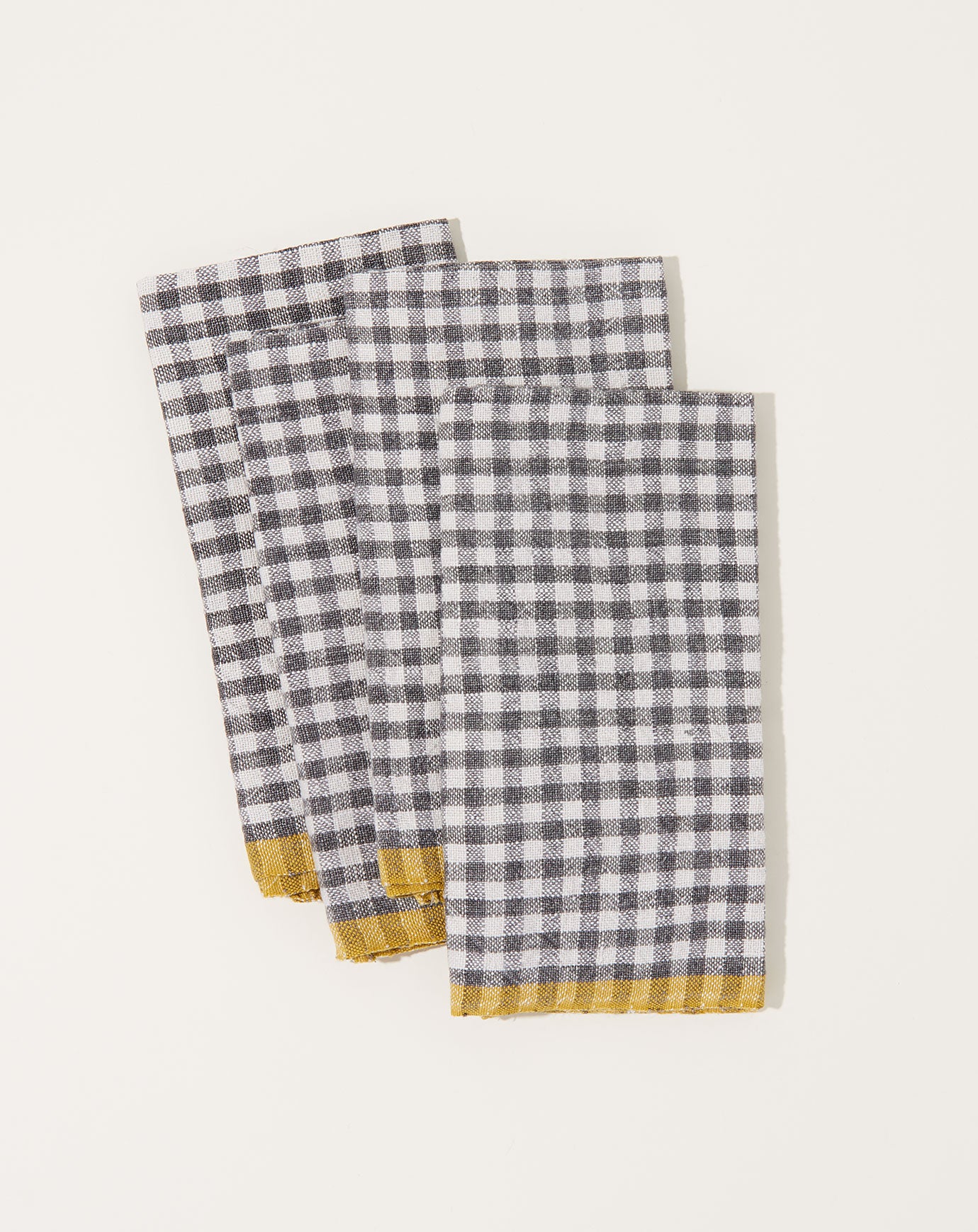 Caravan Two-Tone Gingham Napkins in Grey & Dijon, Set of 4