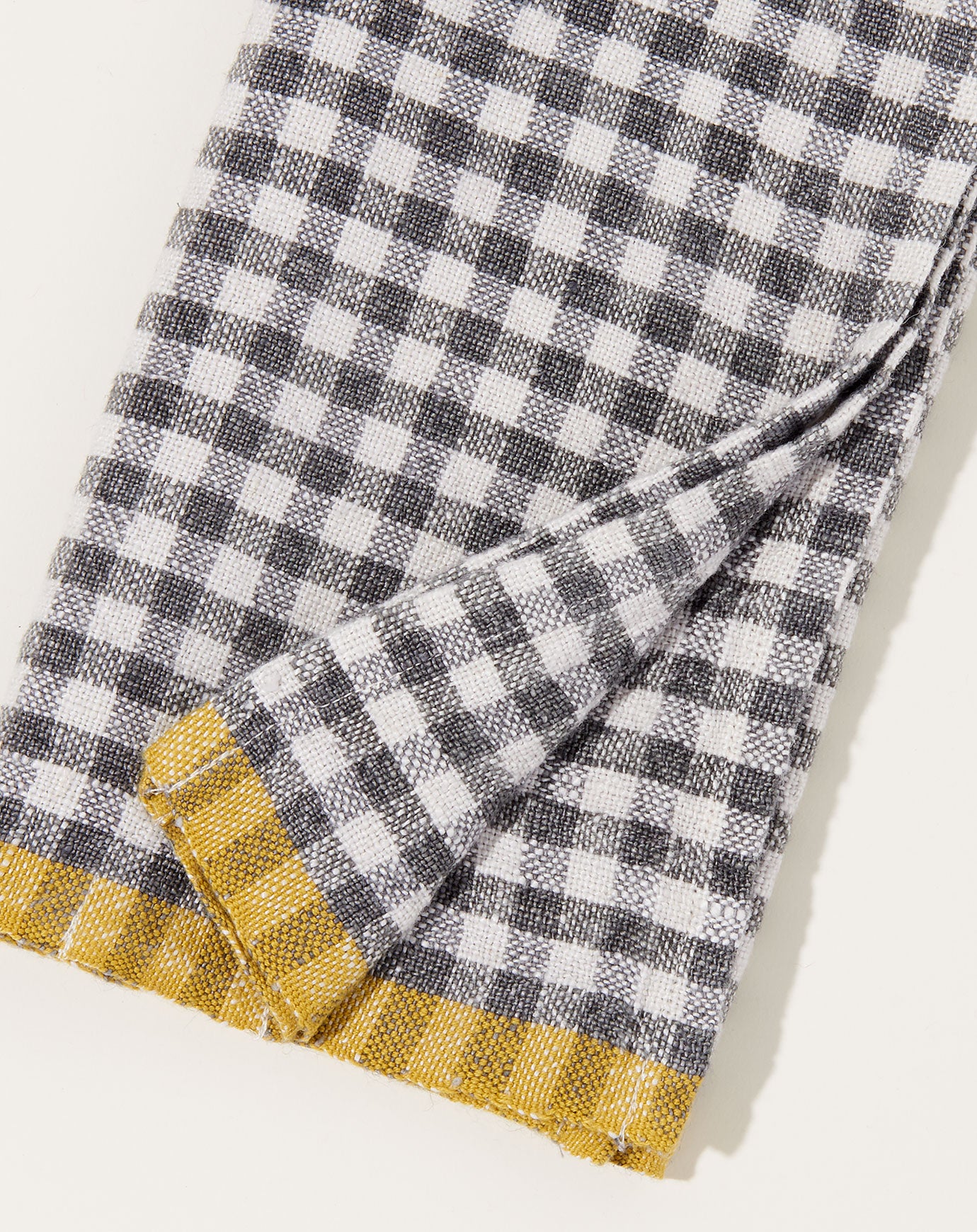 Caravan Two-Tone Gingham Towels in Grey & Dijon, Set of 4