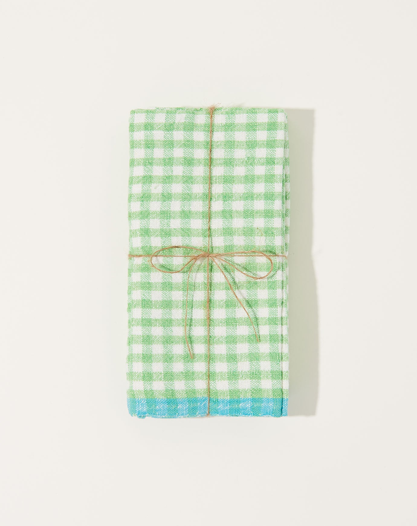 Caravan Two-Tone Gingham Napkins in Lime & Aqua, Set of 4