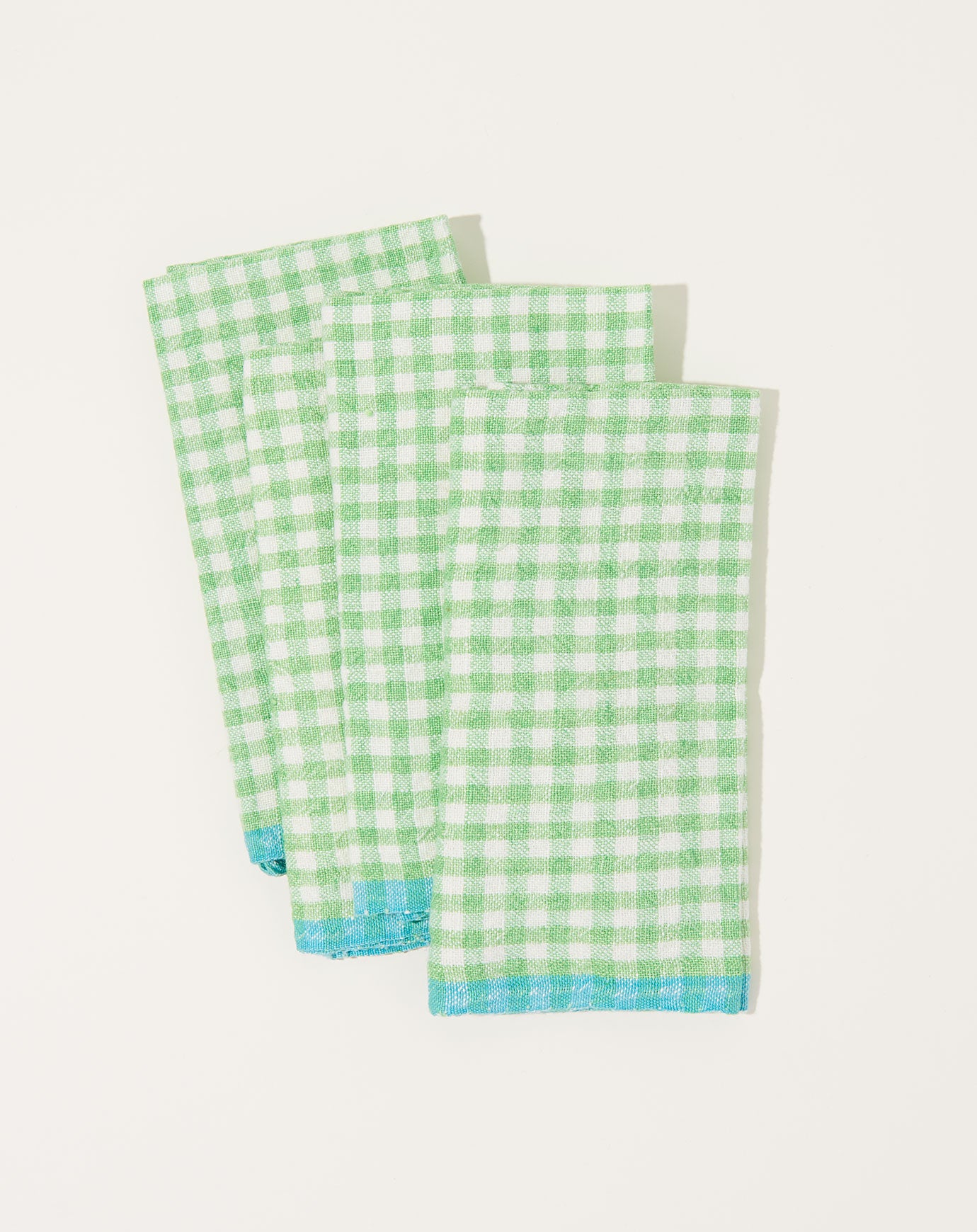 Caravan Two-Tone Gingham Napkins in Lime & Aqua, Set of 4