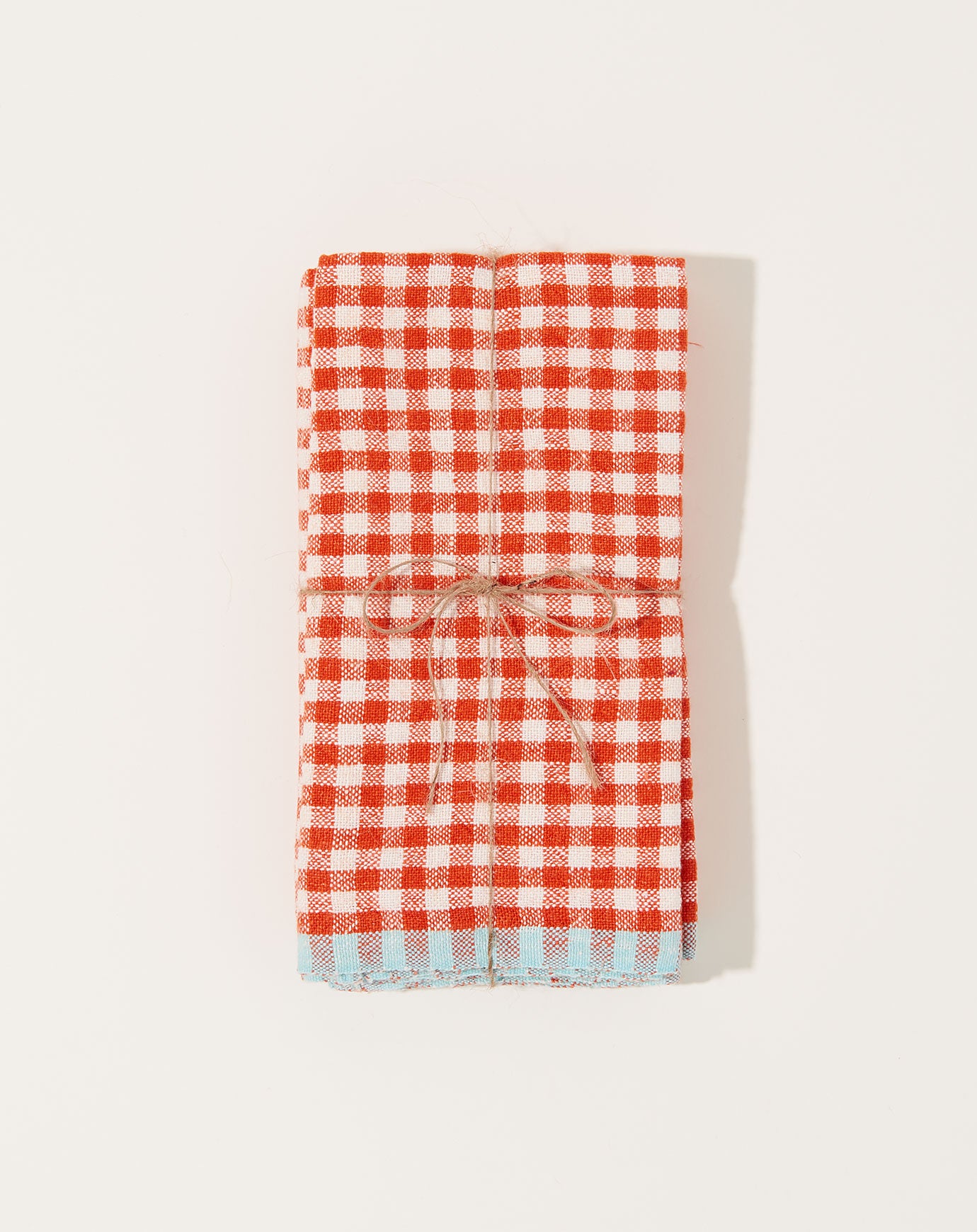 Caravan Two-Tone Gingham Towels in Orange & Aqua, Set of 2