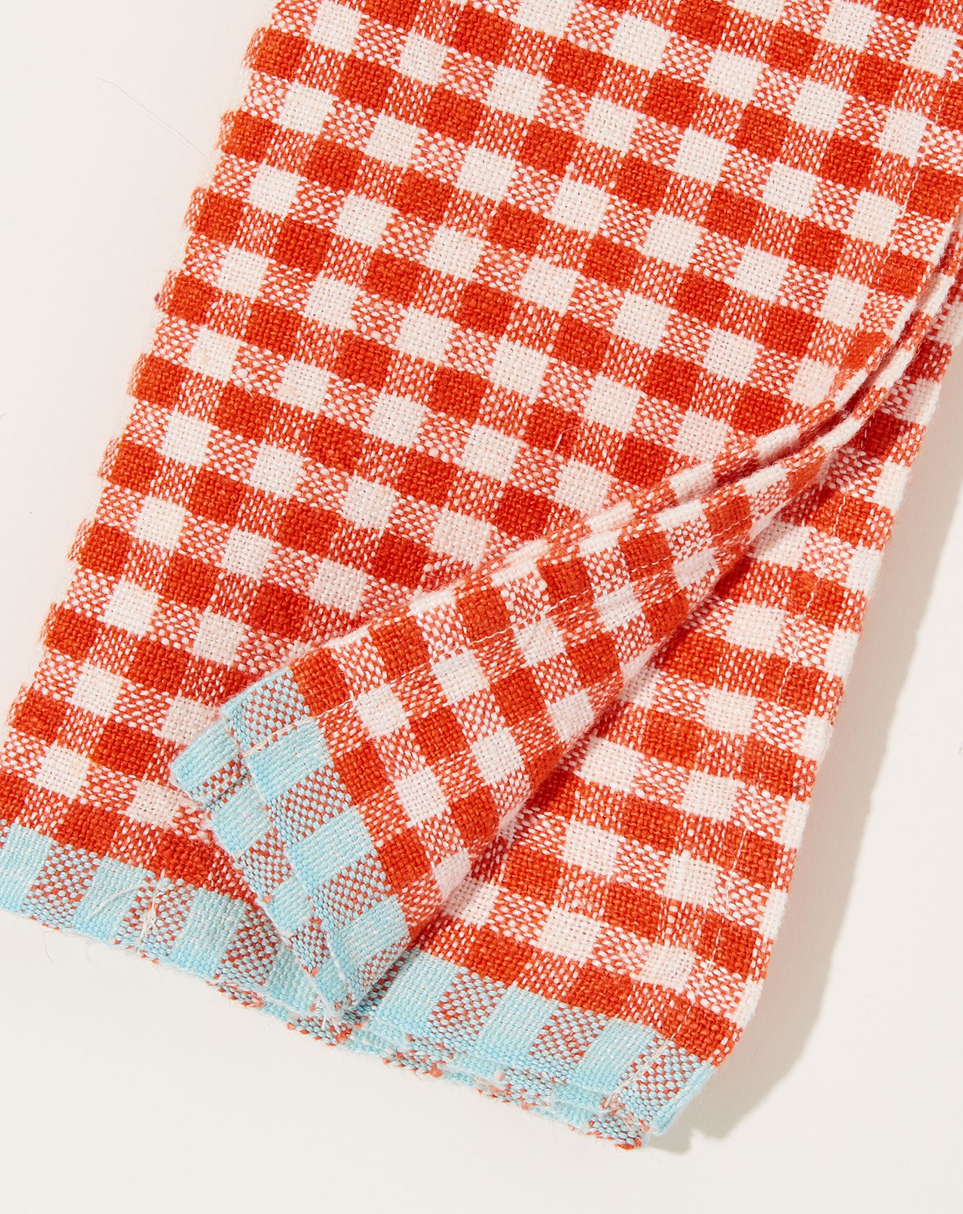 Caravan Two-Tone Gingham Towels in Orange & Aqua, Set of 2