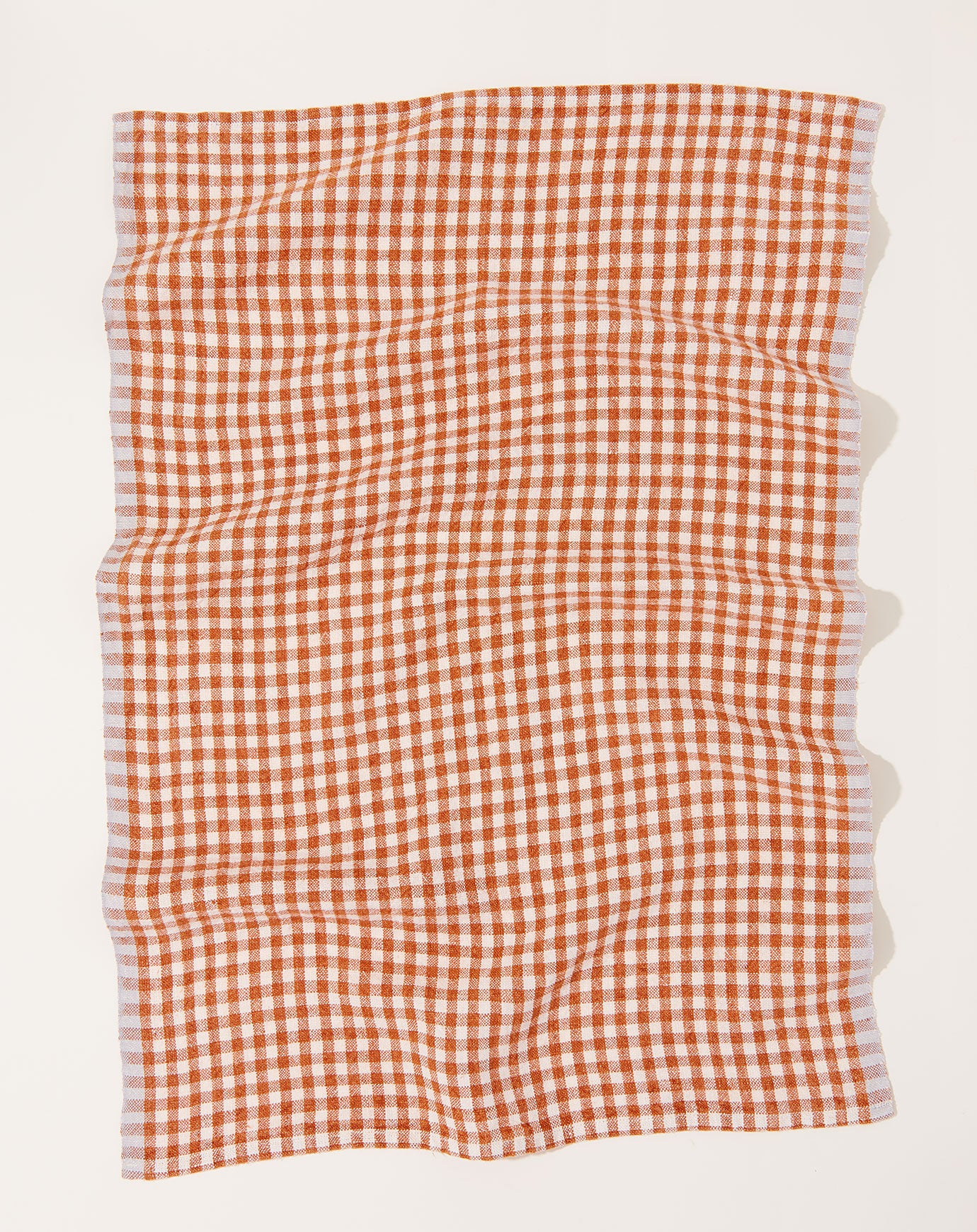 Caravan Two-Tone Gingham Towels in Cognac & Blue, Set of 2